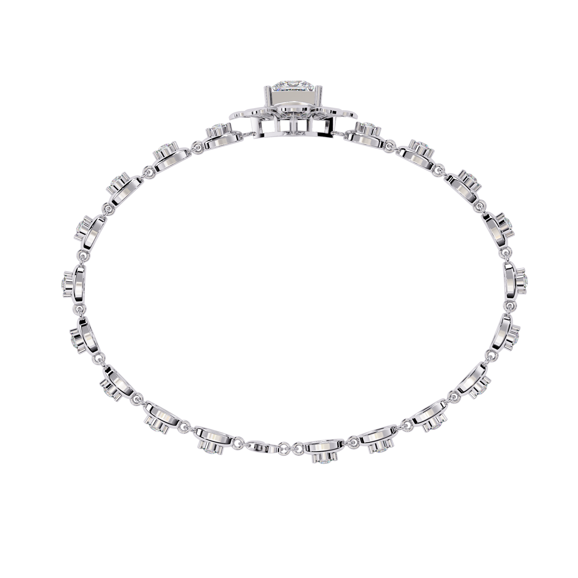 Solitairekart 2.11ct Floral Halo Princess Cut Natural Diamond Bracelet-H Color, VS1 Clarity