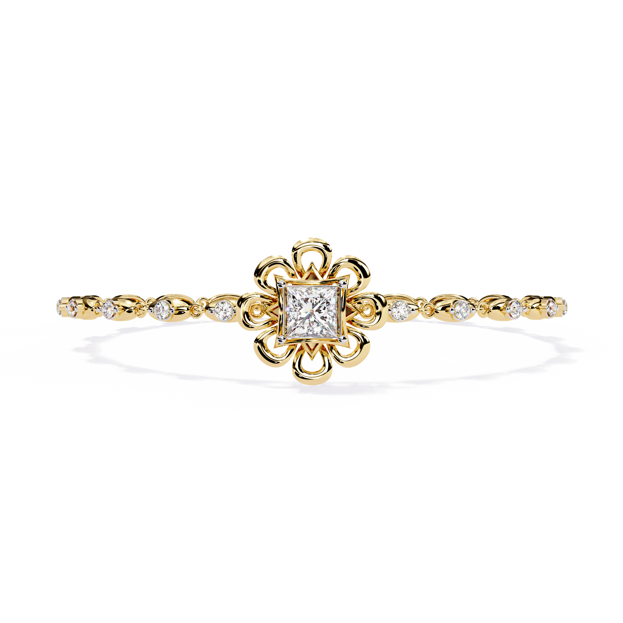 Solitairekart 2.11ct Floral Halo Princess Cut Natural Diamond Bracelet-H Color, VS1 Clarity