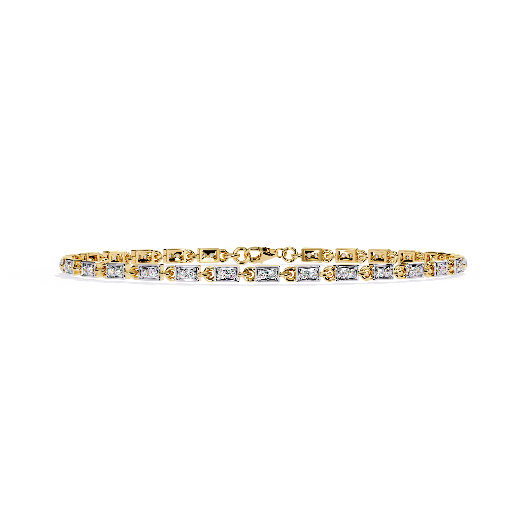 Solitairekart 0.45ct Two-Tone Square Set Natural Diamond Bracelet-HI Color, VS-SI Clarity