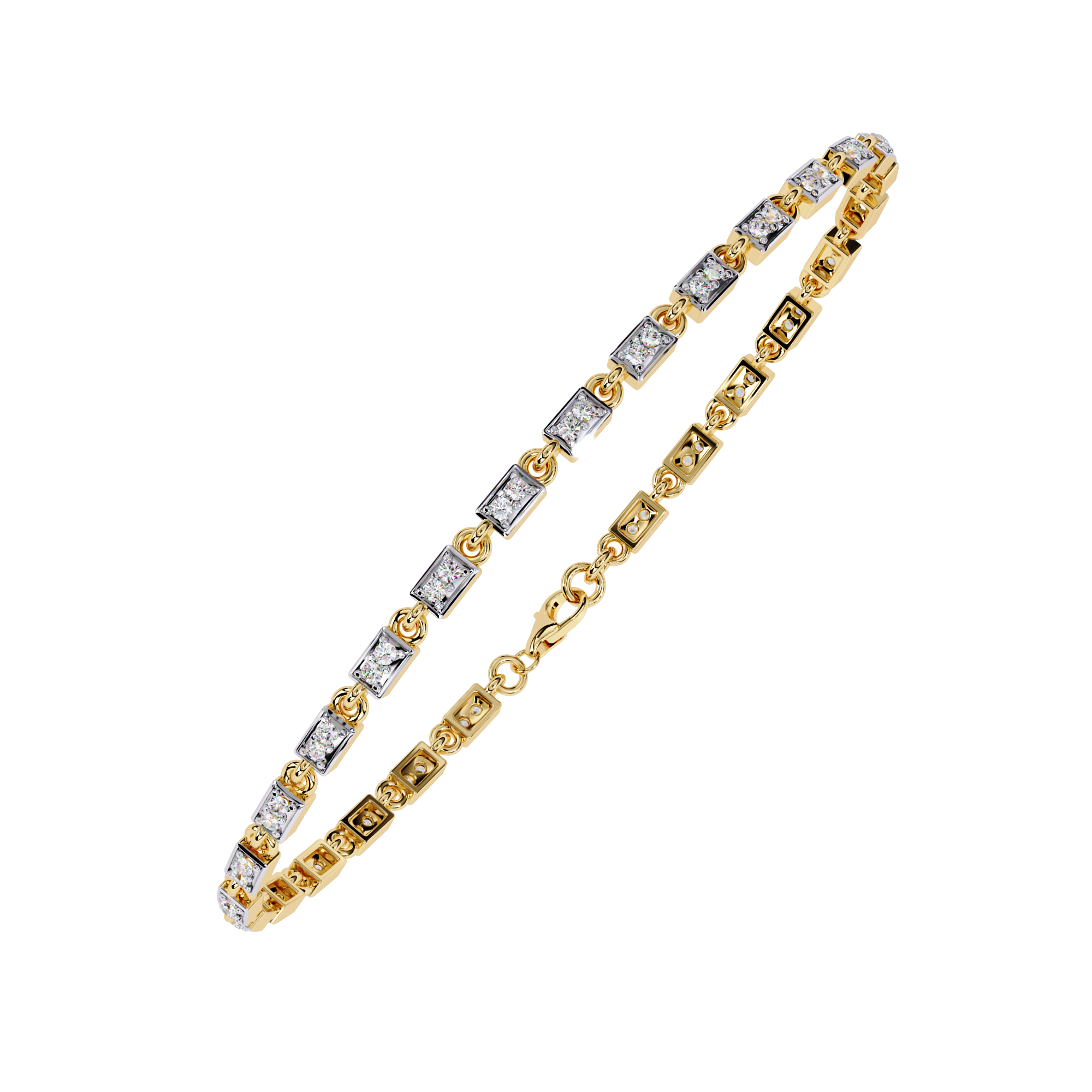 Solitairekart 0.45ct Two-Tone Square Set Natural Diamond Bracelet-HI Color, VS-SI Clarity
