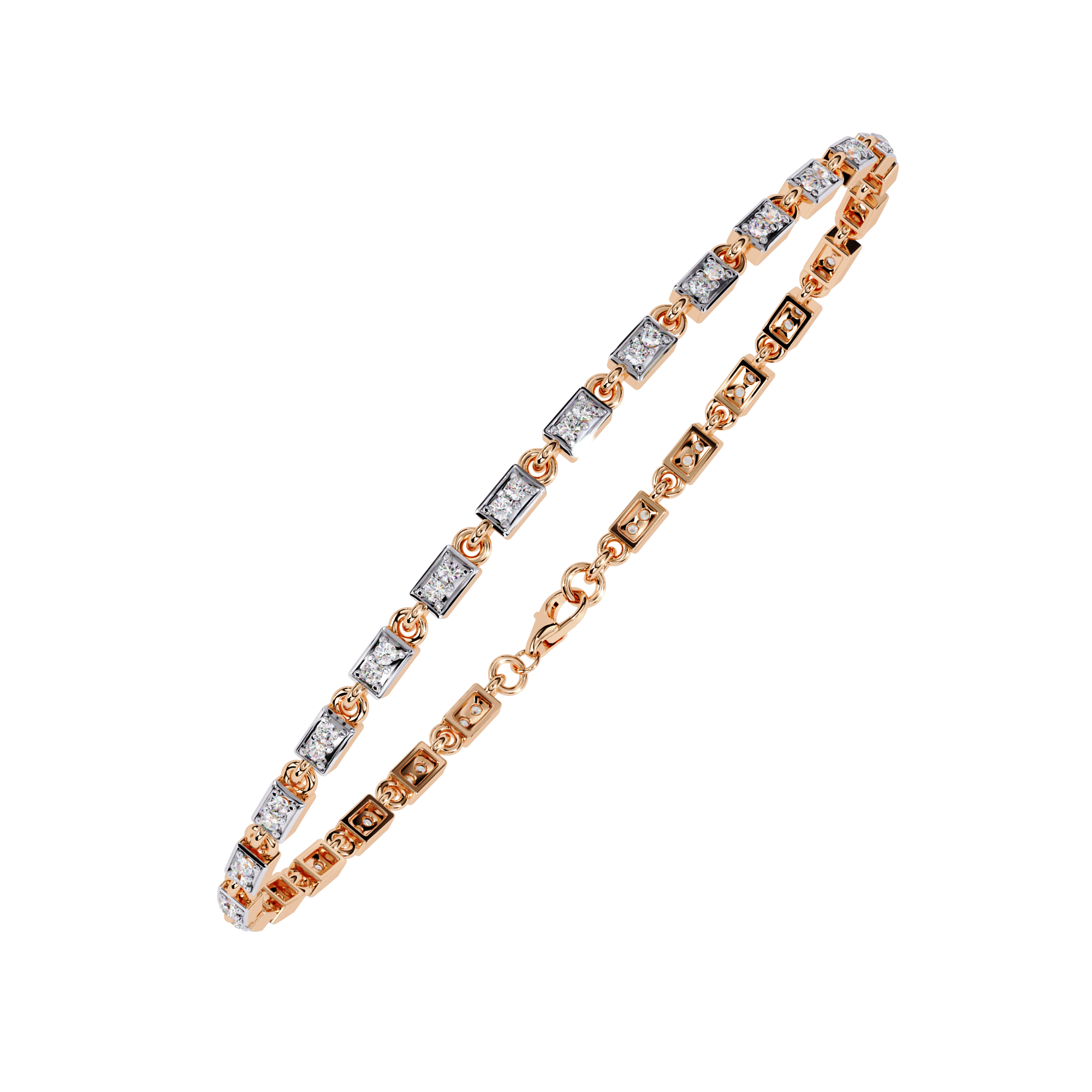 Solitairekart 0.45ct Two-Tone Square Set Natural Diamond Bracelet-HI Color, VS-SI Clarity