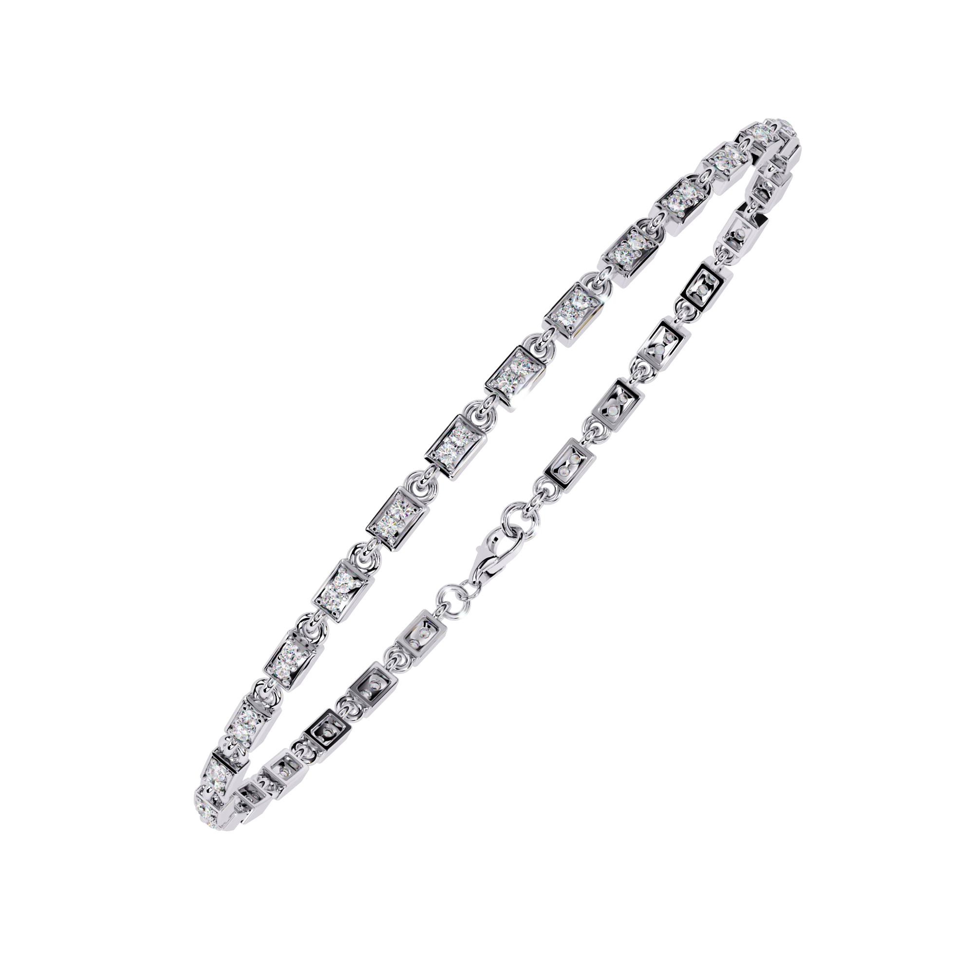 Solitairekart 0.45ct Two-Tone Square Set Natural Diamond Bracelet-HI Color, VS-SI Clarity