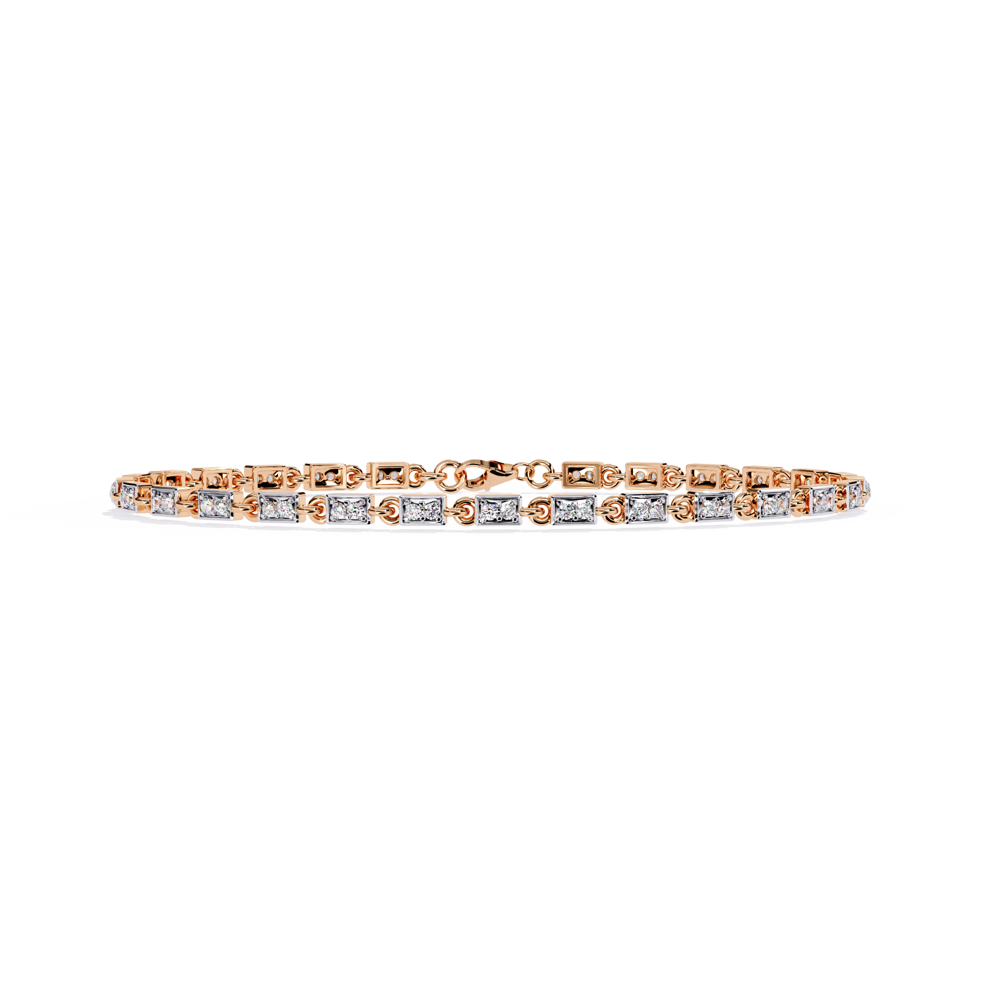 Solitairekart 0.45ct Two-Tone Square Set Natural Diamond Bracelet-HI Color, VS-SI Clarity