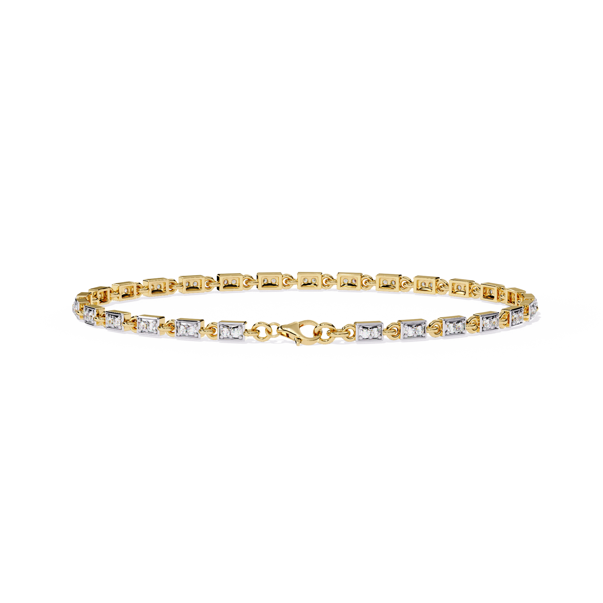 Solitairekart 0.45ct Two-Tone Square Set Natural Diamond Bracelet-HI Color, VS-SI Clarity