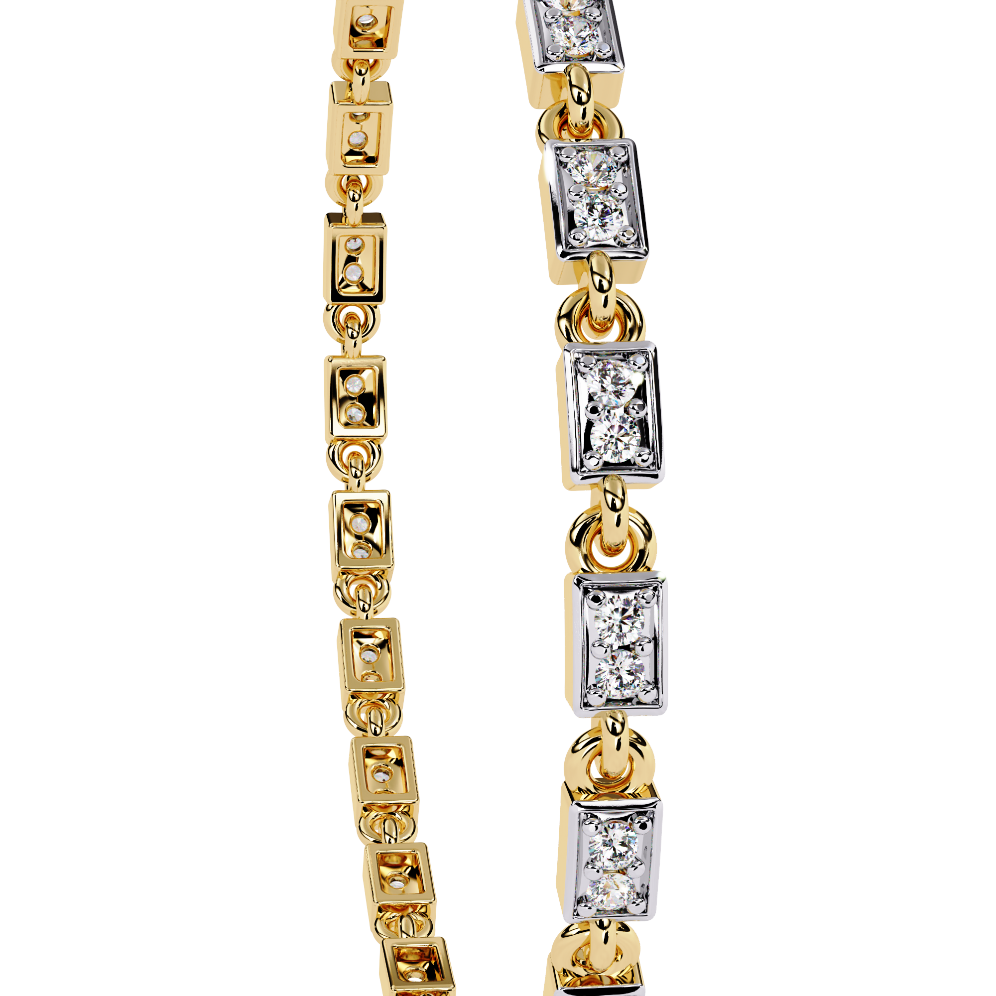 Solitairekart 0.45ct Two-Tone Square Set Natural Diamond Bracelet-HI Color, VS-SI Clarity