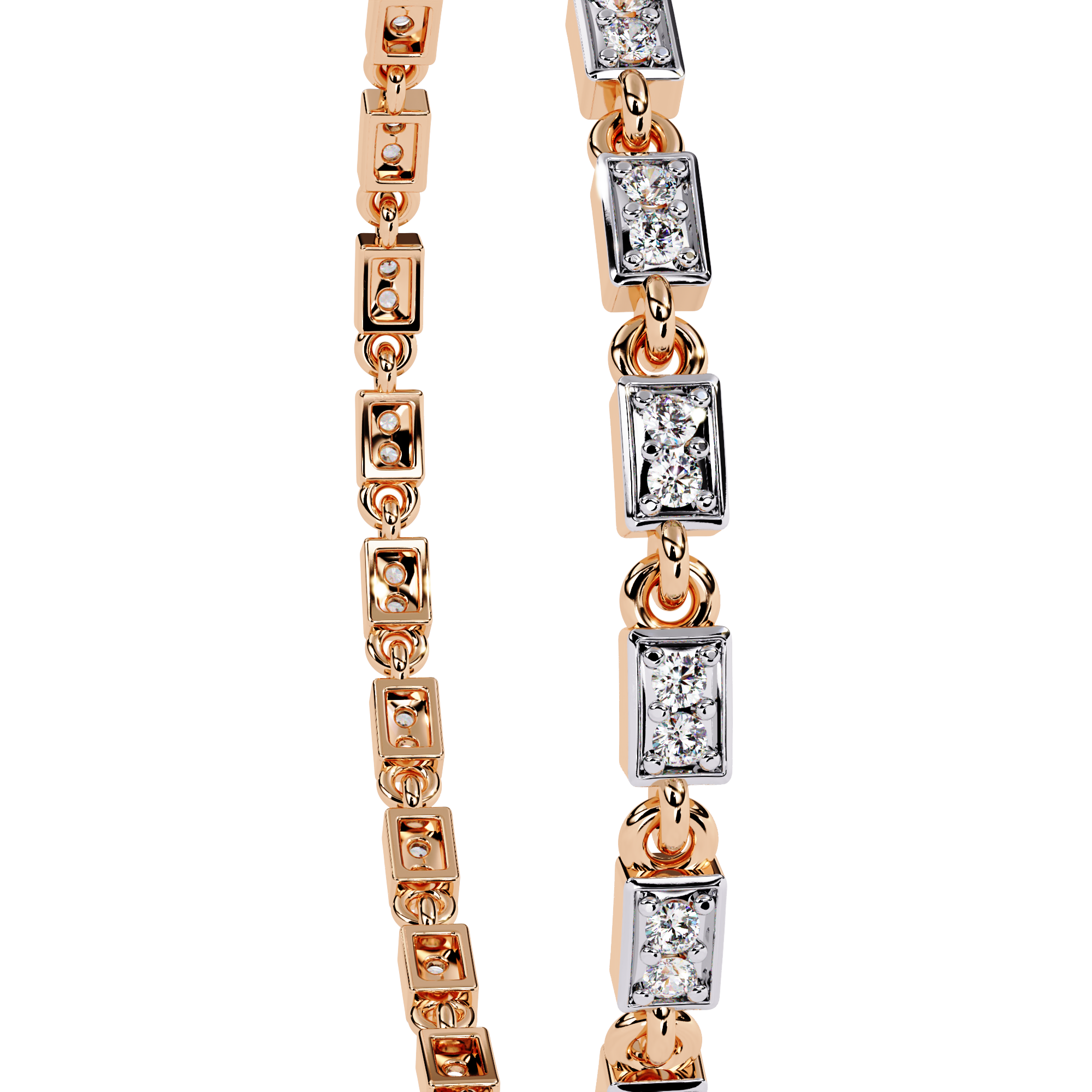 Solitairekart 0.45ct Two-Tone Square Set Natural Diamond Bracelet-HI Color, VS-SI Clarity