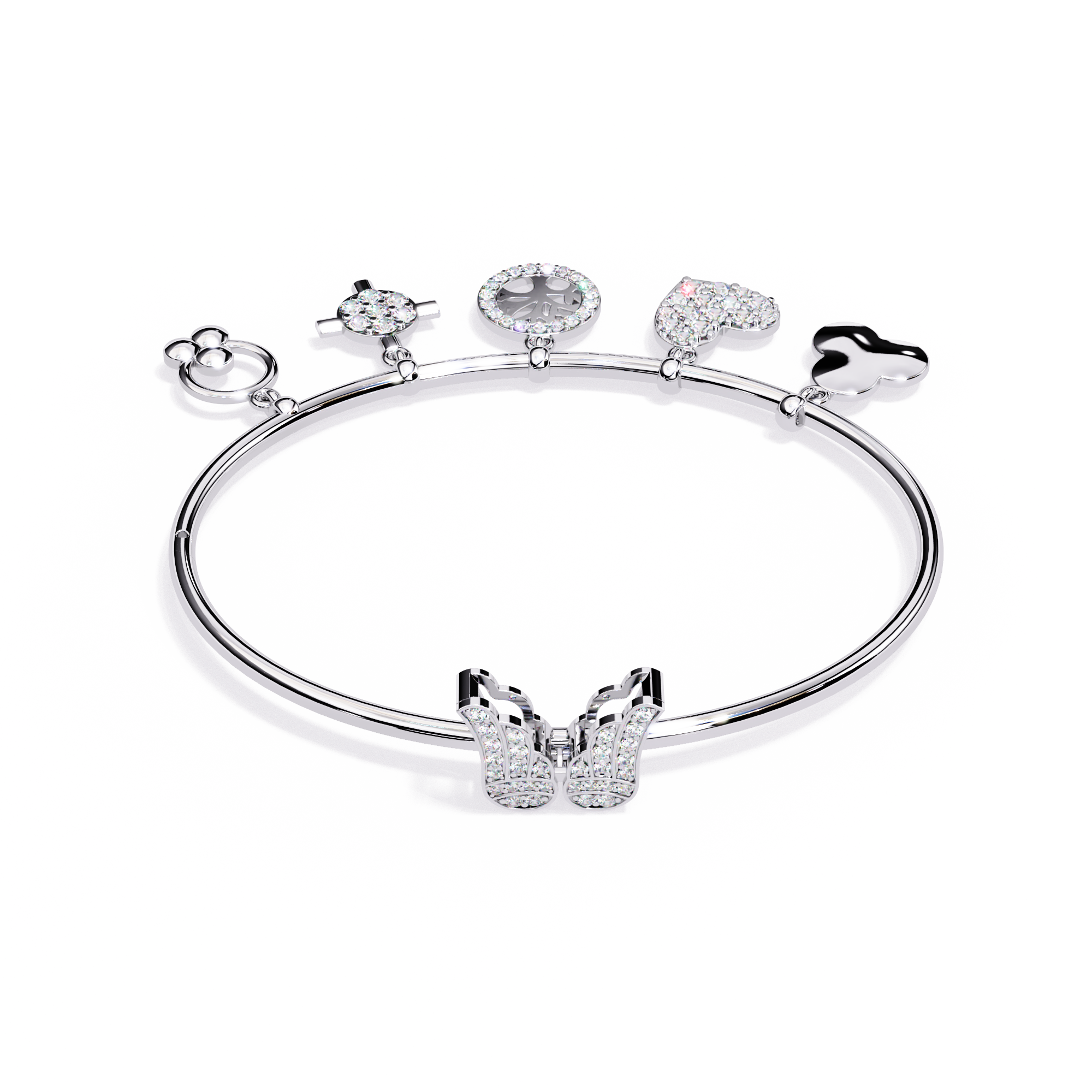 Solitairekart 0.93ct Natural Diamond Charm Bracelet with Butterfly Clasp-HI Color, VS-SI Clarity
