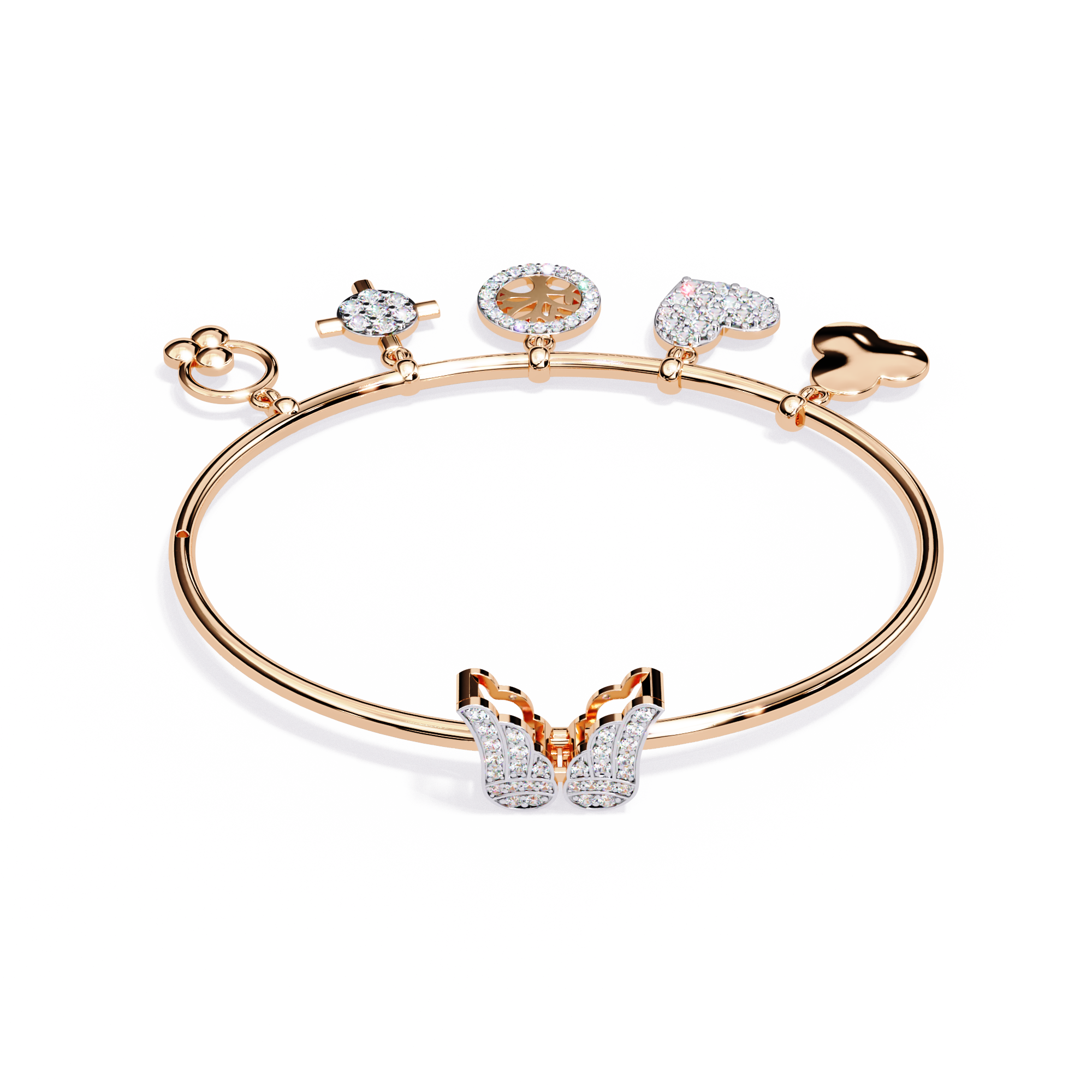 Solitairekart 0.93ct Natural Diamond Charm Bracelet with Butterfly Clasp-HI Color, VS-SI Clarity