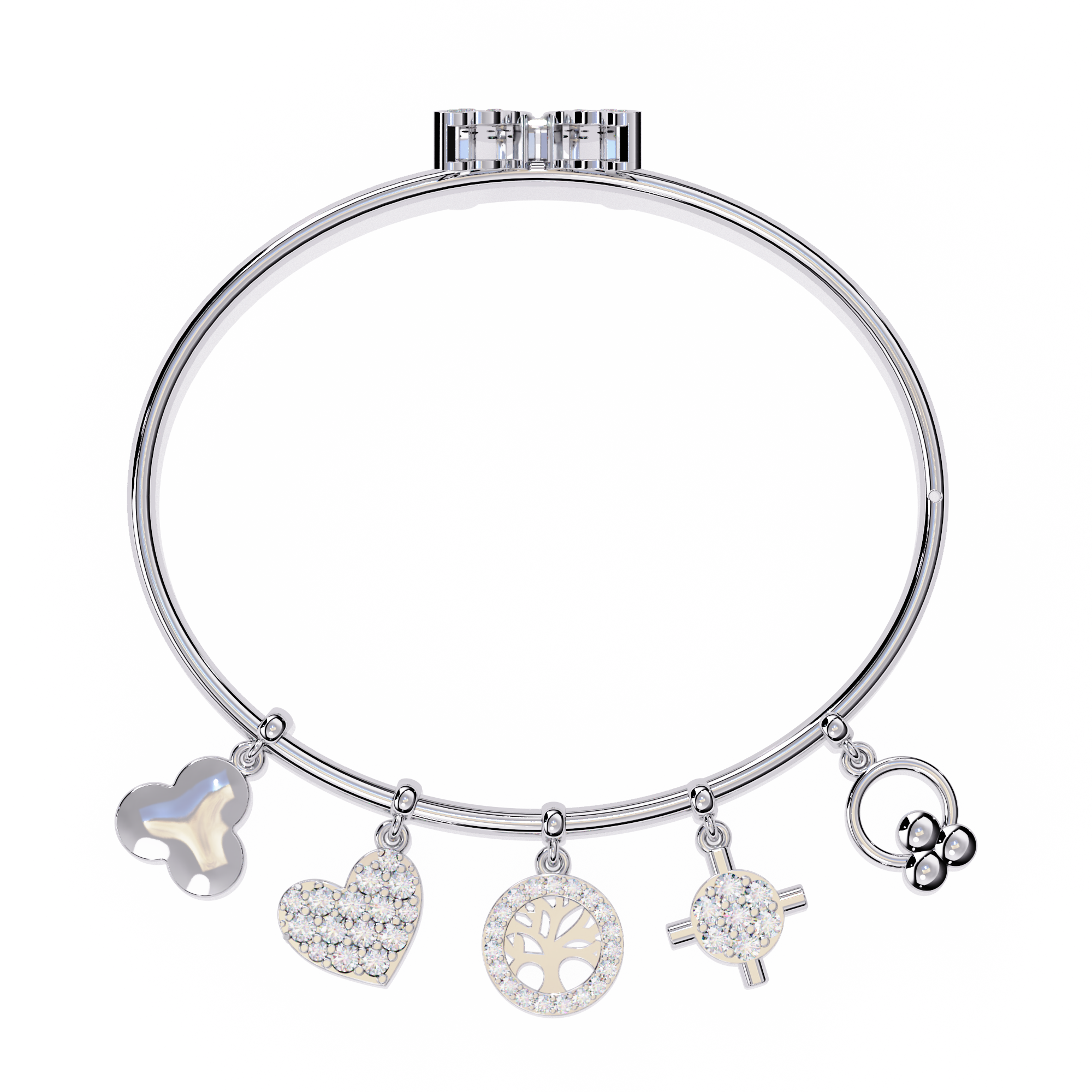 Solitairekart 0.93ct Natural Diamond Charm Bracelet with Butterfly Clasp-HI Color, VS-SI Clarity