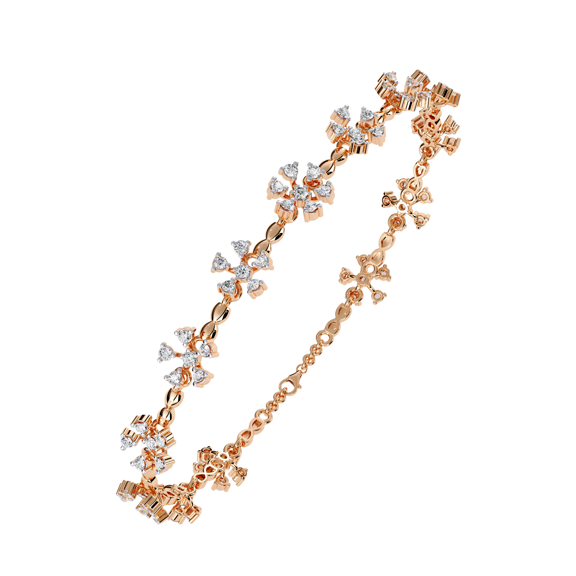 Solitairekart 0.91ct Floral Burst Natural Diamond Bracelet-HI Color, VS-SI Clarity