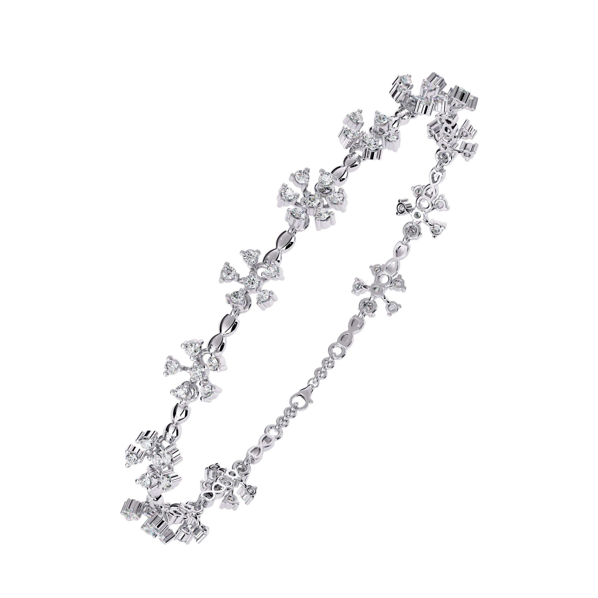 Solitairekart 0.91ct Floral Burst Natural Diamond Bracelet-HI Color, VS-SI Clarity