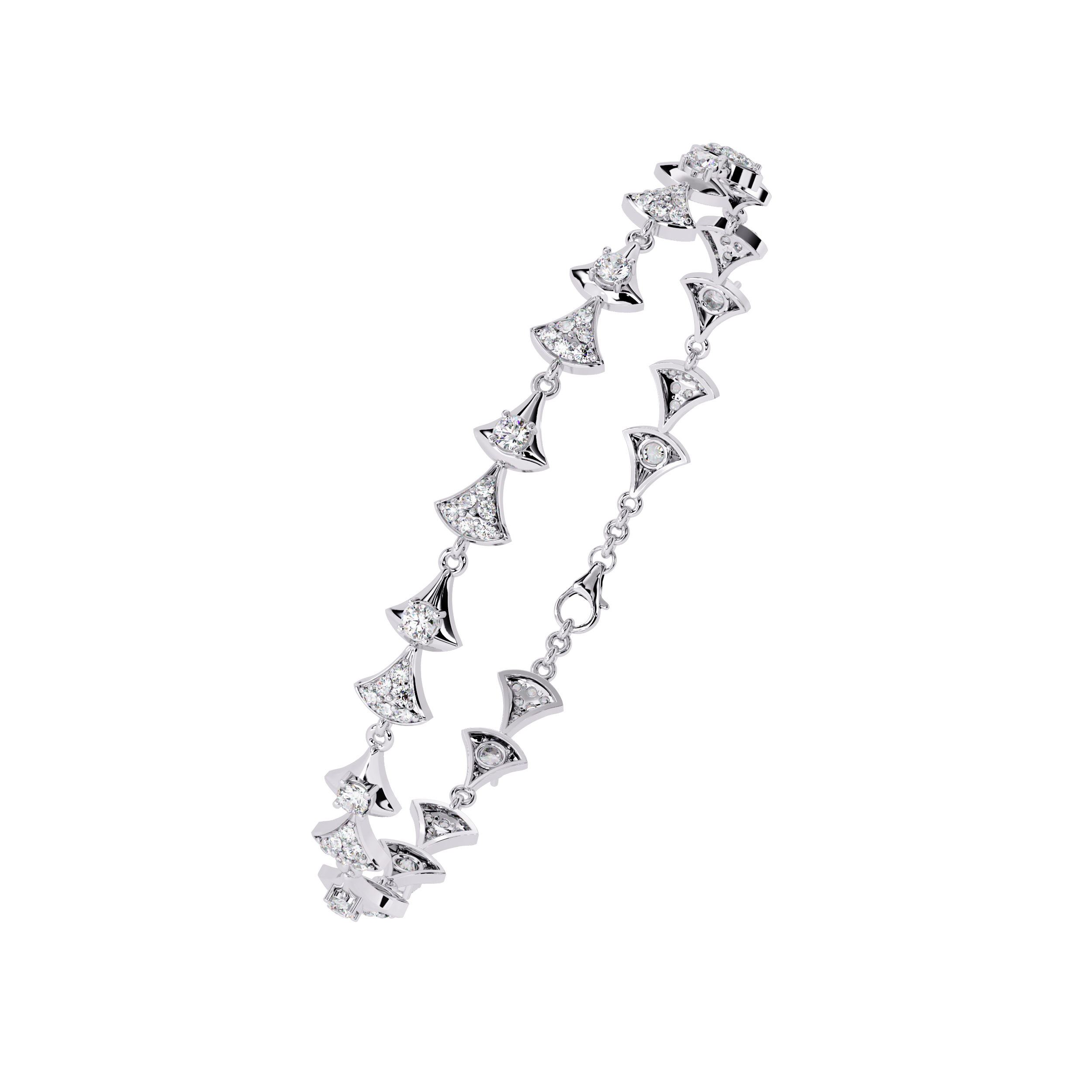 Solitairekart 1.26ct Fan-shaped Natural Diamond Bracelet-HI Color, VS-SI Clarity