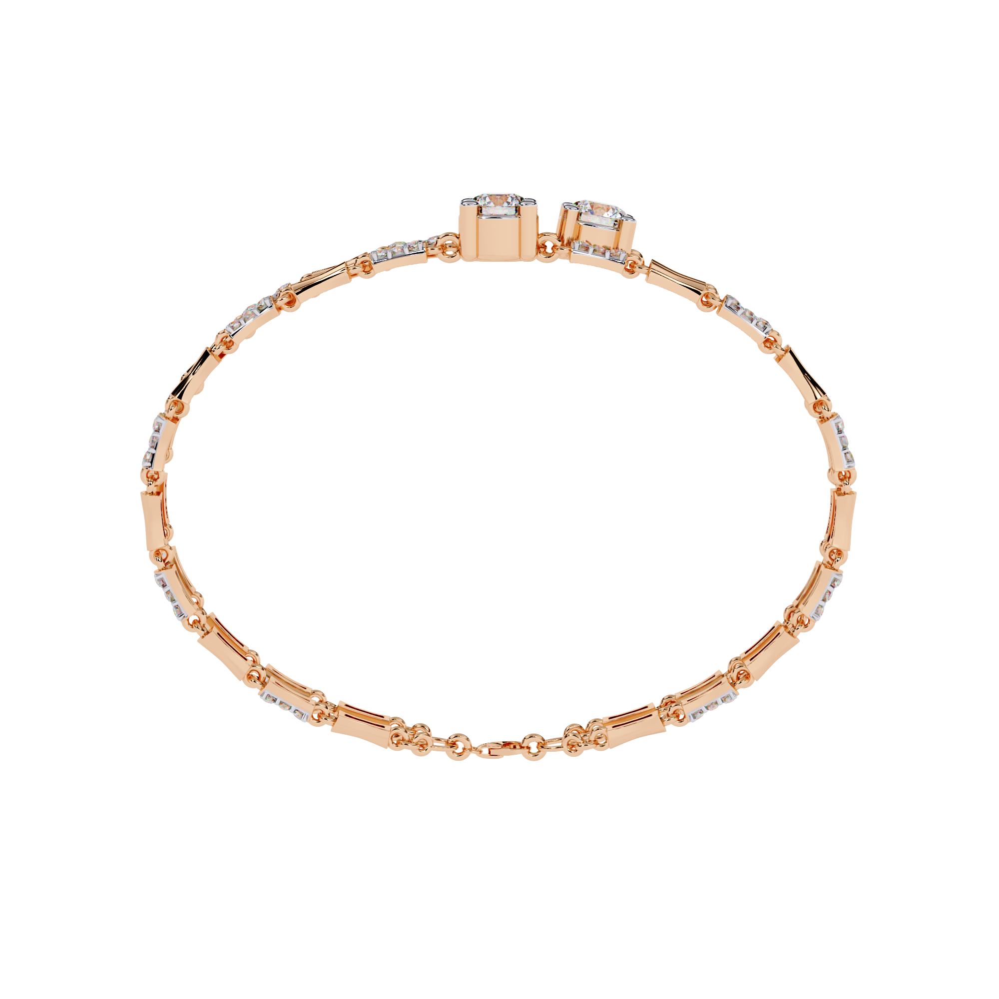 Solitairekart 2.21ct Two-Tone Natural Diamond Bar Link Bracelet-H Color, VS1 Clarity