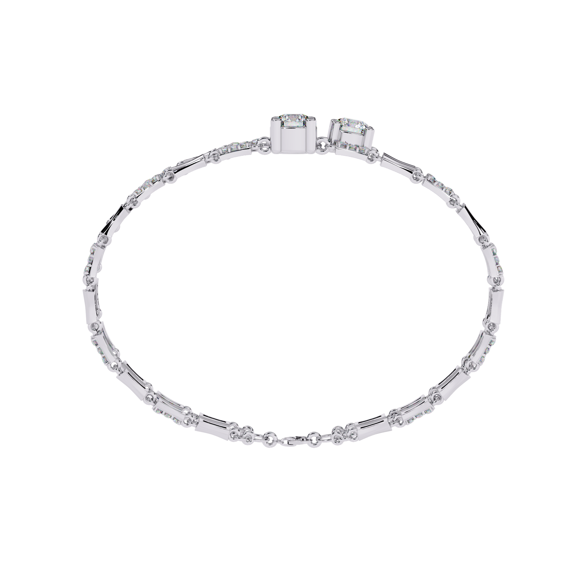 Solitairekart 2.21ct Two-Tone Natural Diamond Bar Link Bracelet-H Color, VS1 Clarity