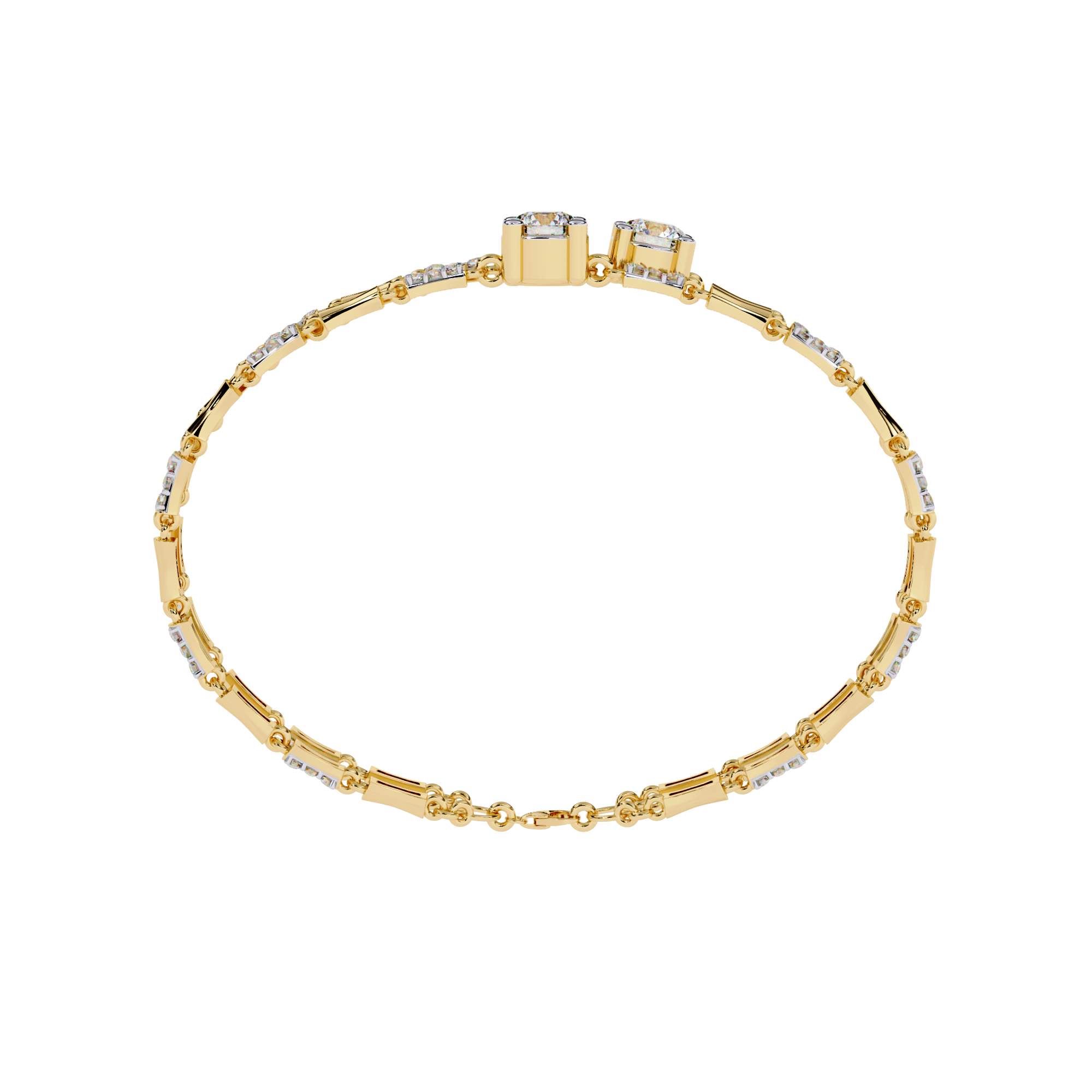 Solitairekart 2.21ct Two-Tone Natural Diamond Bar Link Bracelet-H Color, VS1 Clarity