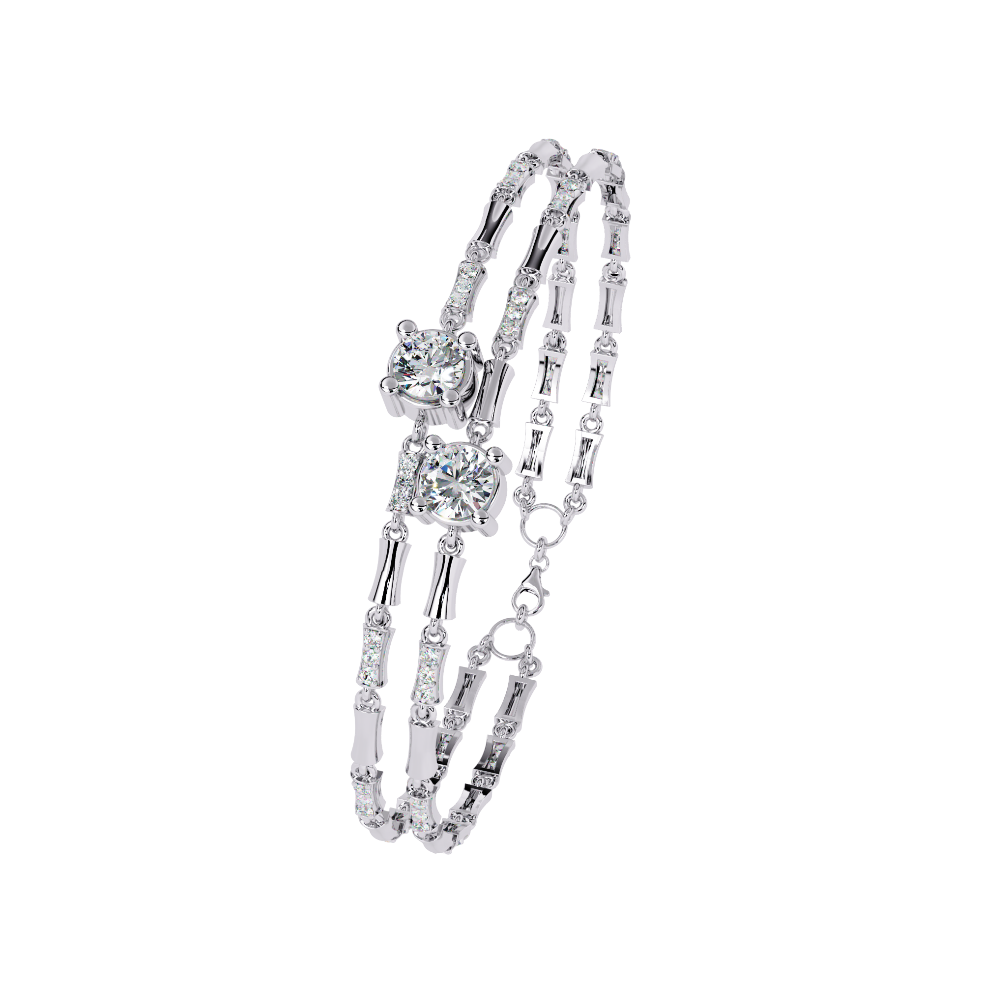 Solitairekart 2.21ct Two-Tone Natural Diamond Bar Link Bracelet-H Color, VS1 Clarity