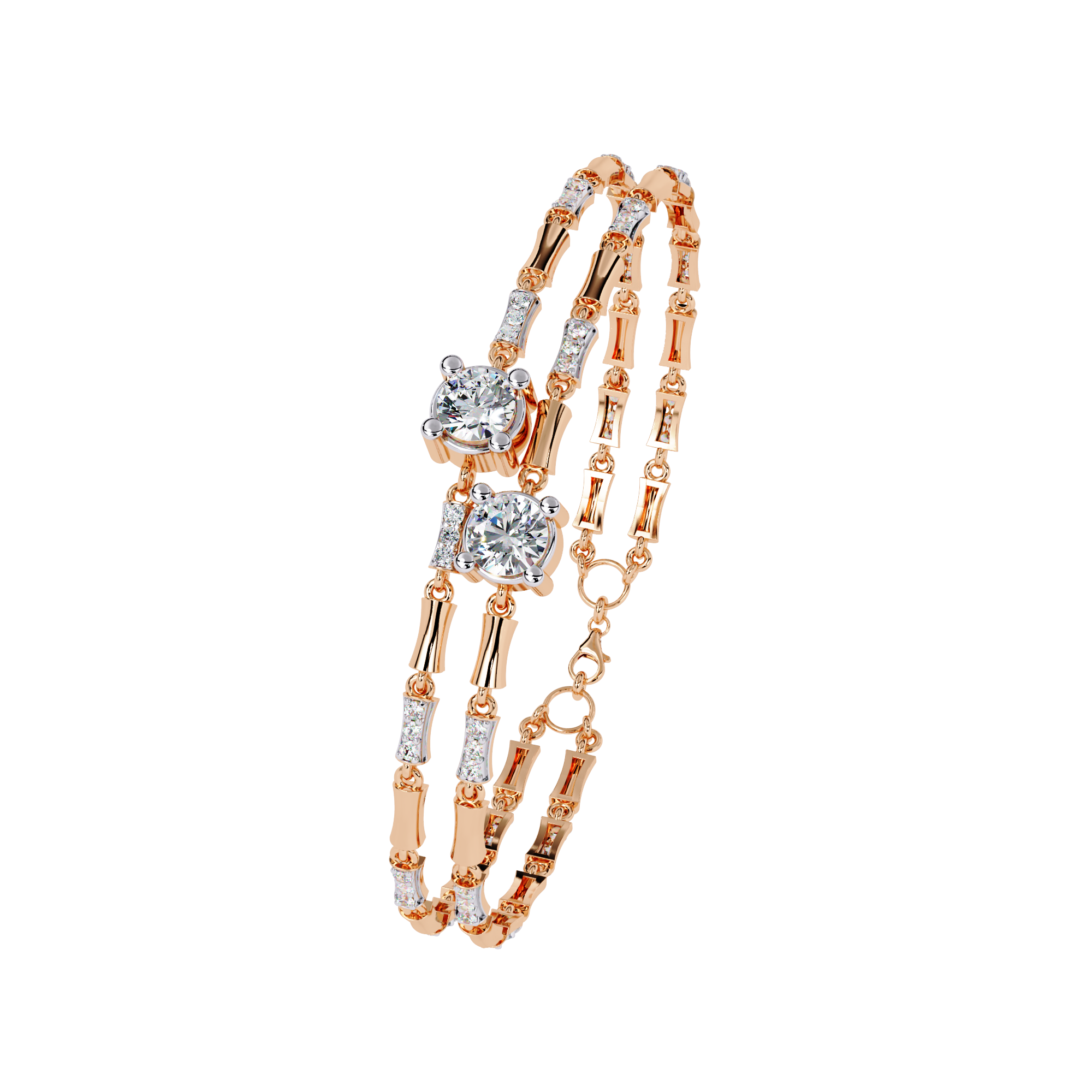 Solitairekart 2.21ct Two-Tone Natural Diamond Bar Link Bracelet-H Color, VS1 Clarity