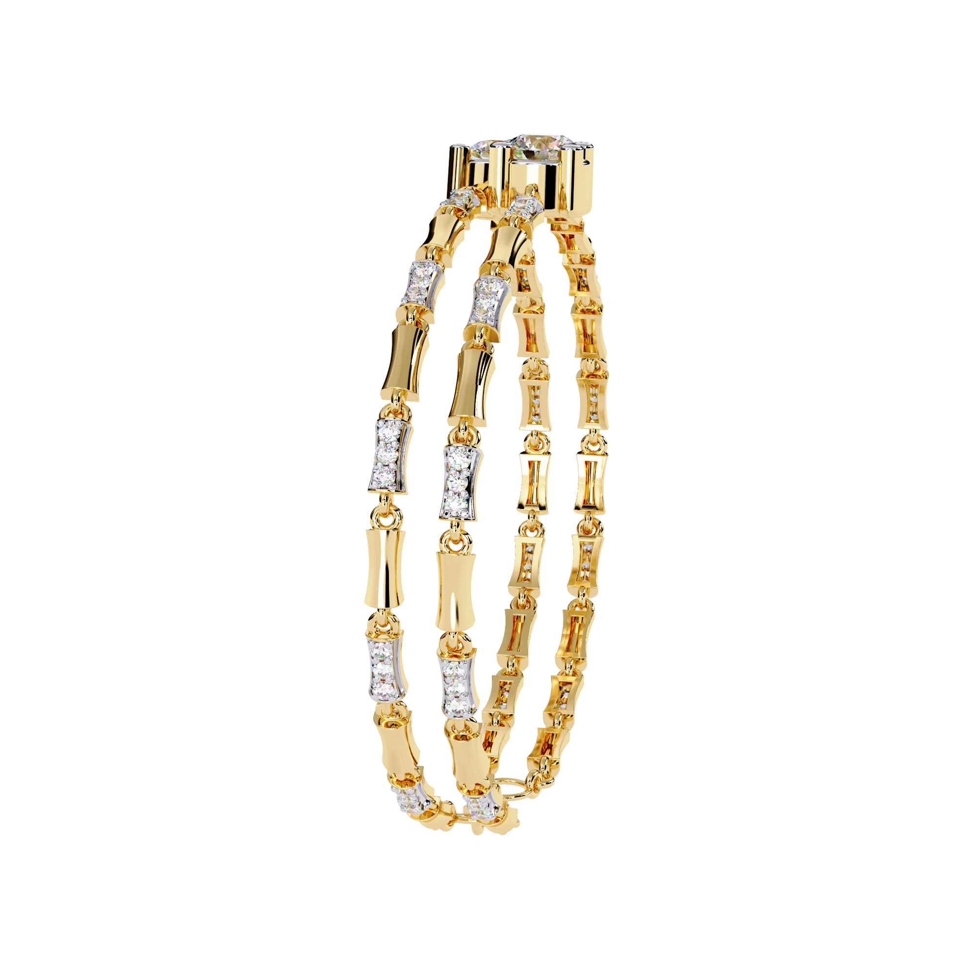 Solitairekart 2.21ct Two-Tone Natural Diamond Bar Link Bracelet-H Color, VS1 Clarity