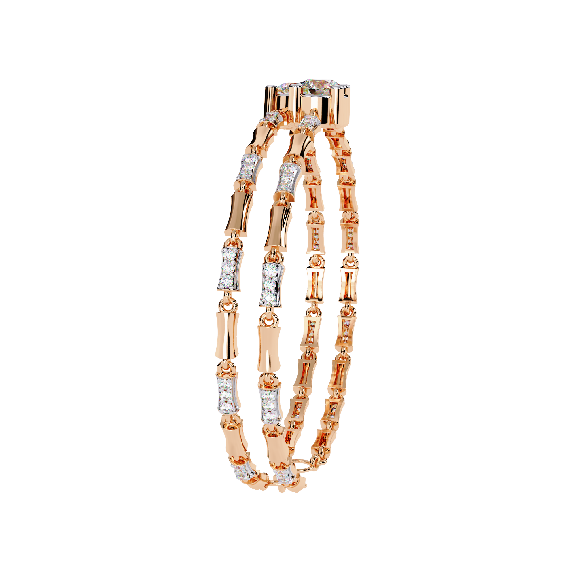 Solitairekart 2.21ct Two-Tone Natural Diamond Bar Link Bracelet-H Color, VS1 Clarity