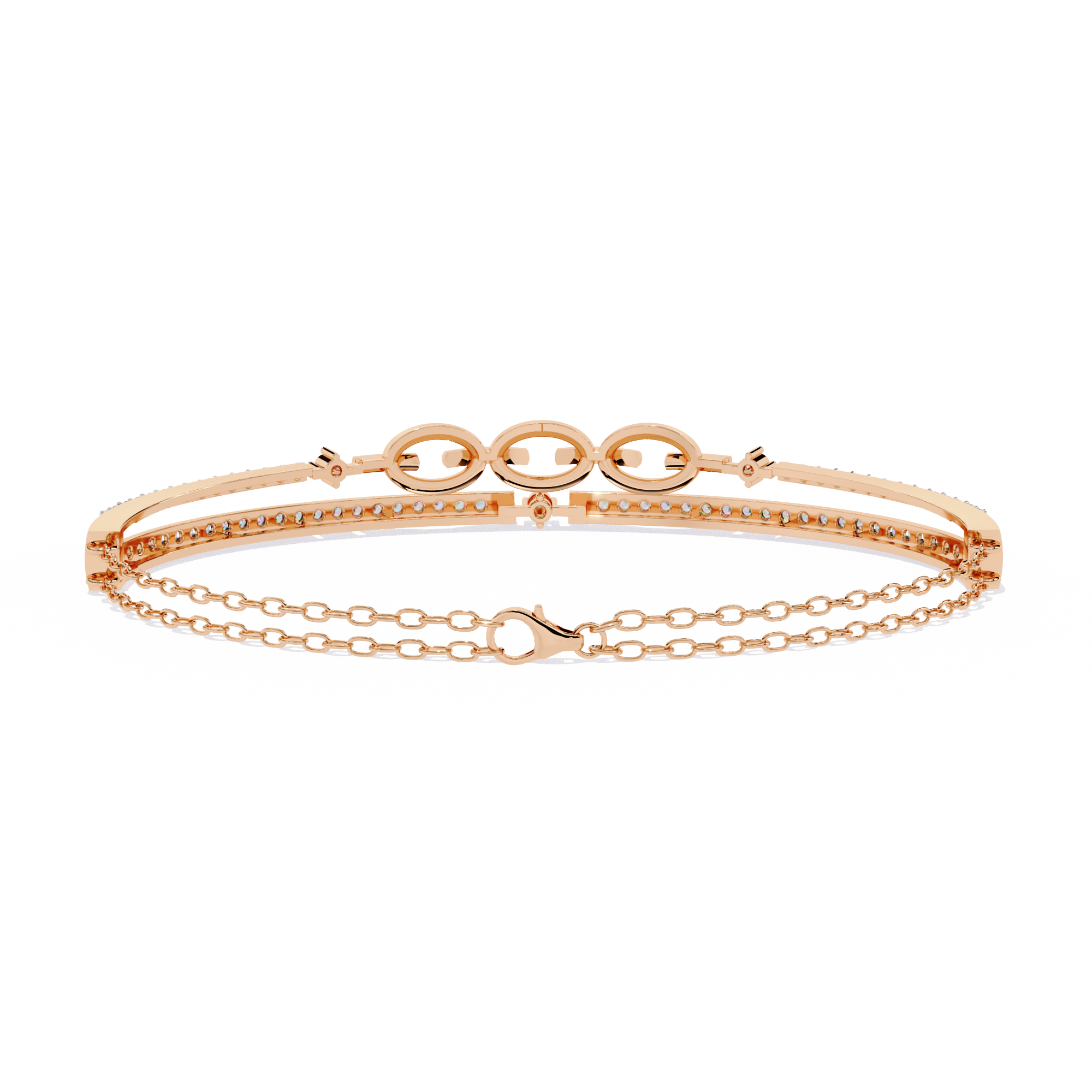 Solitairekart 0.86ct Double Row Diamond and Gold Chain Link Bracelet-HI Color, VS-SI Clarity