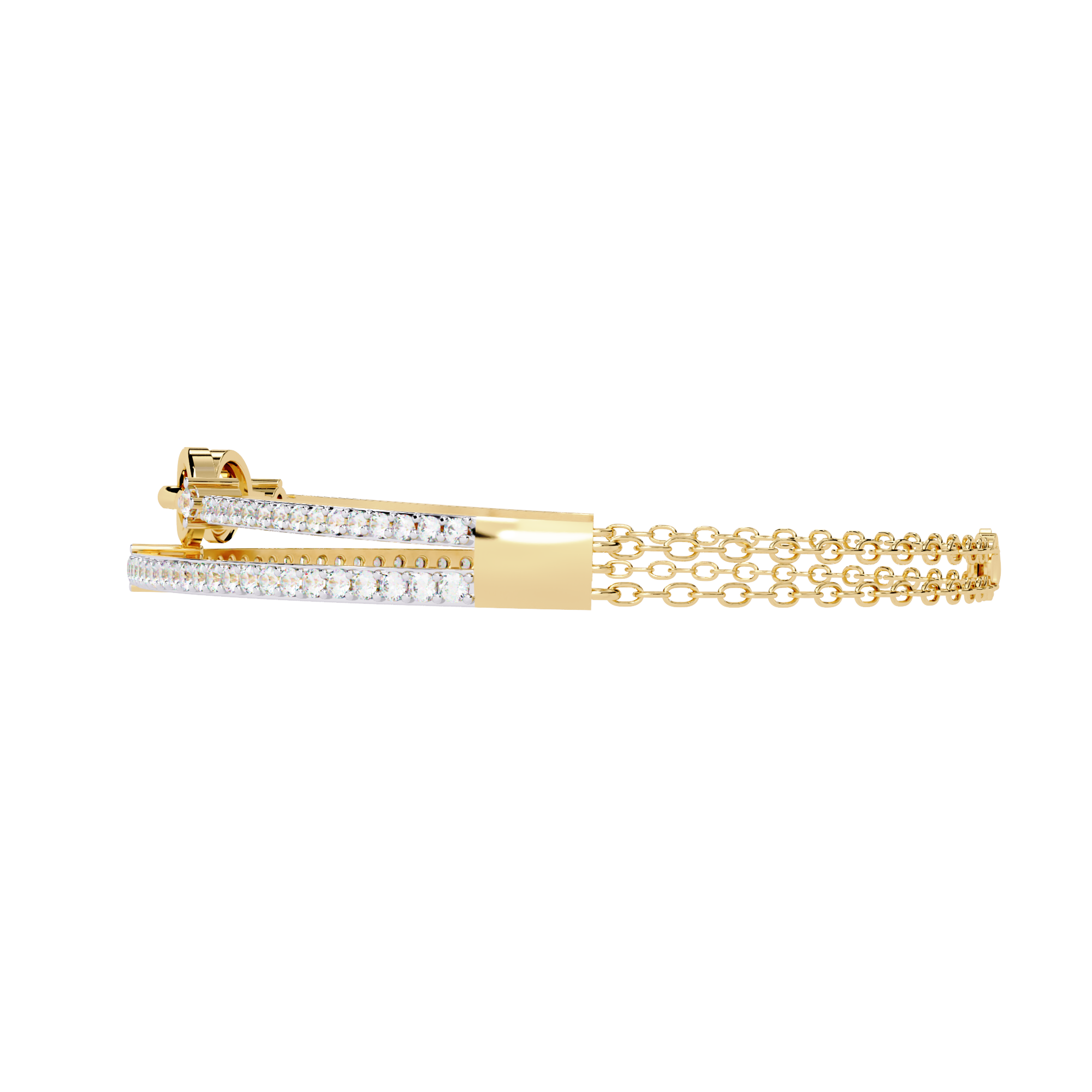 Solitairekart 0.86ct Double Row Diamond and Gold Chain Link Bracelet-HI Color, VS-SI Clarity
