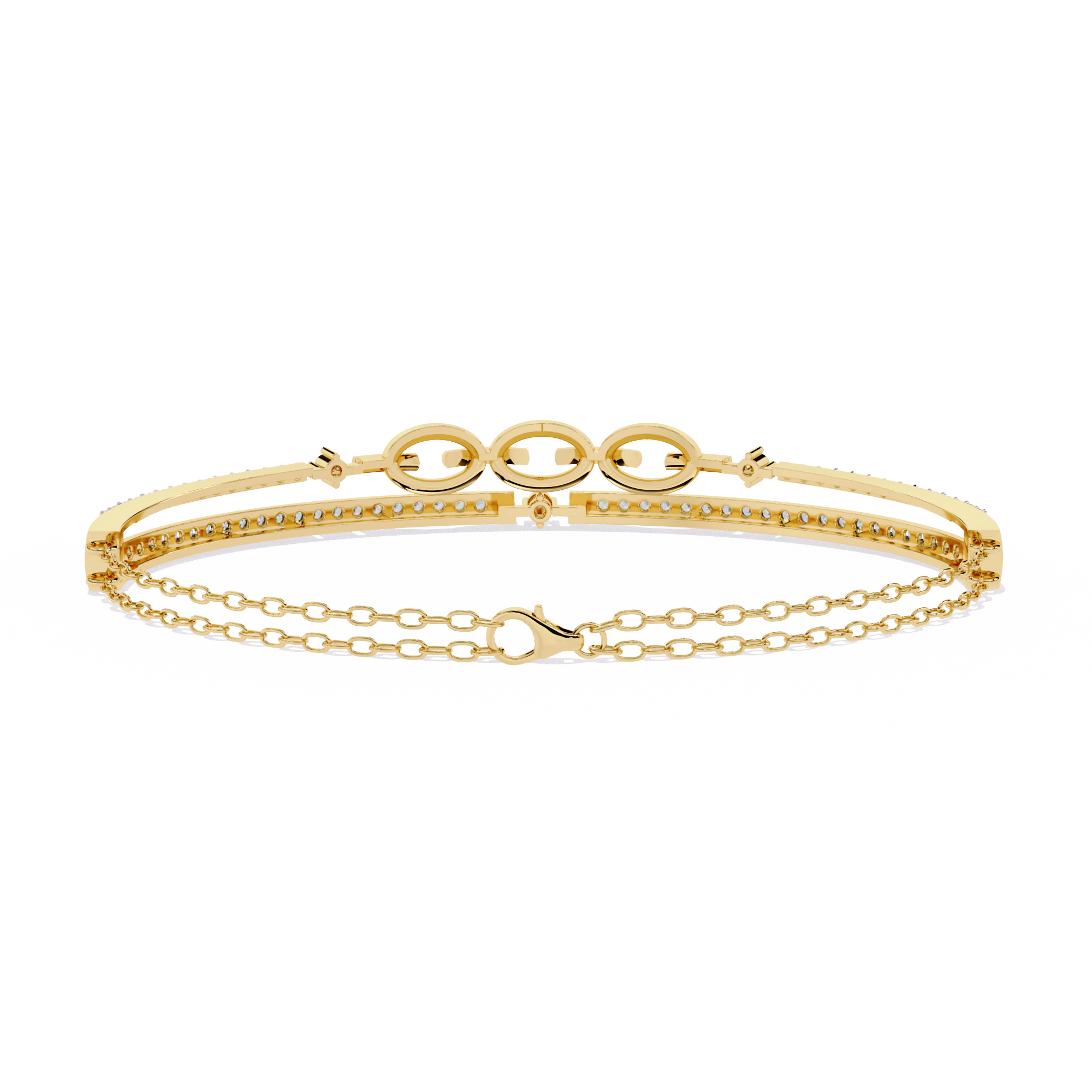 Solitairekart 0.86ct Double Row Diamond and Gold Chain Link Bracelet-HI Color, VS-SI Clarity