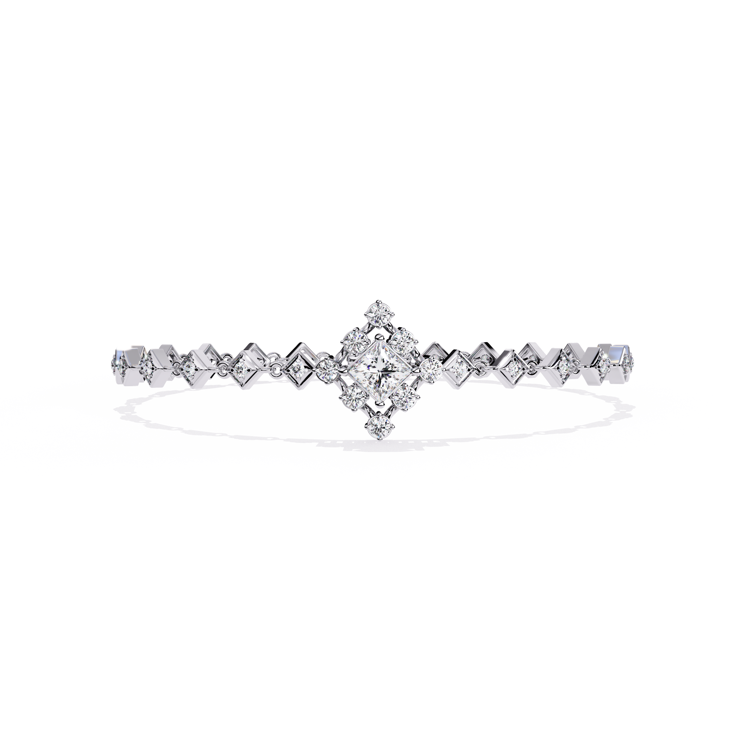 Solitairekart 1.7ct Square Halo Diamond Bracelet-H Color, VS1 Clarity