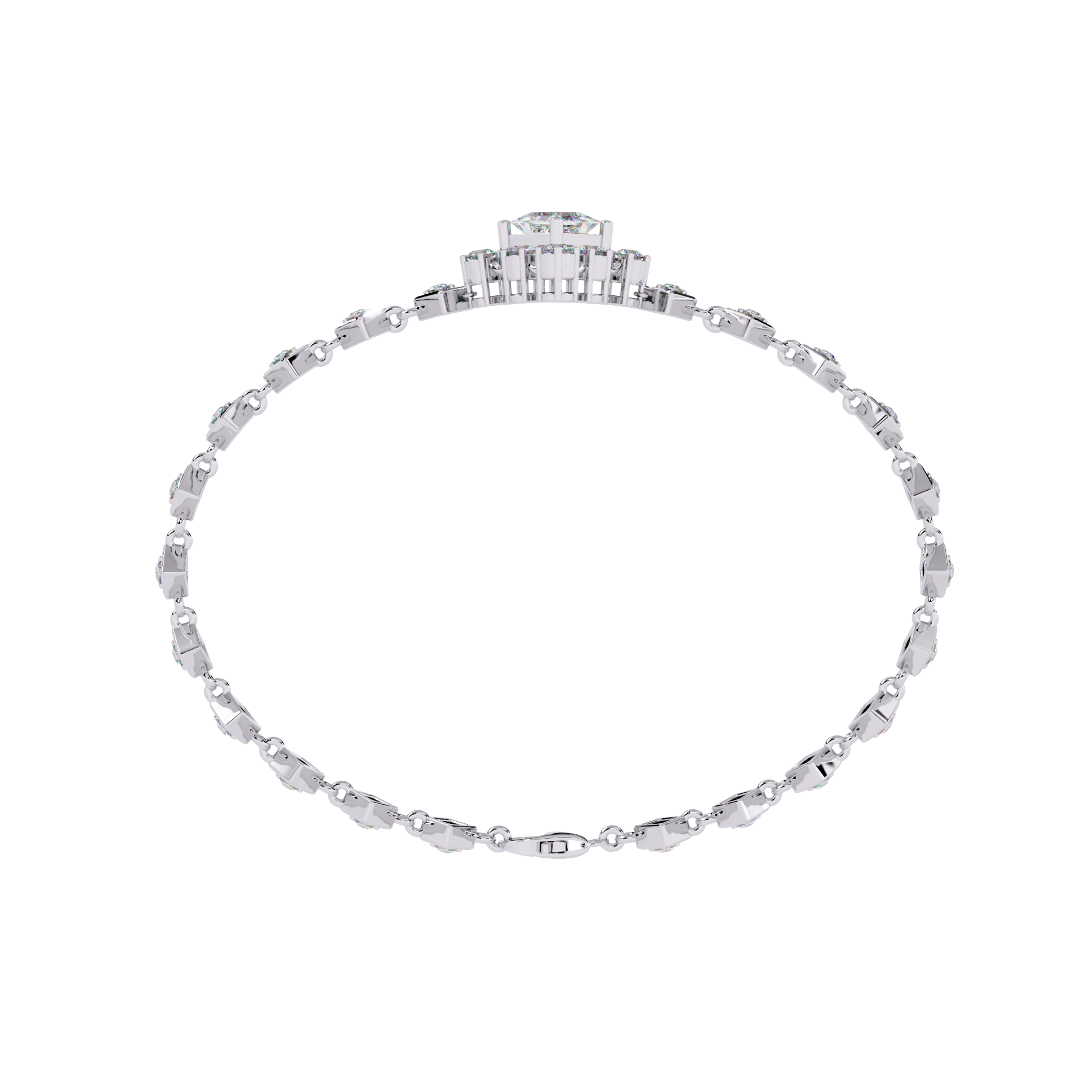 Solitairekart 1.7ct Square Halo Diamond Bracelet-H Color, VS1 Clarity