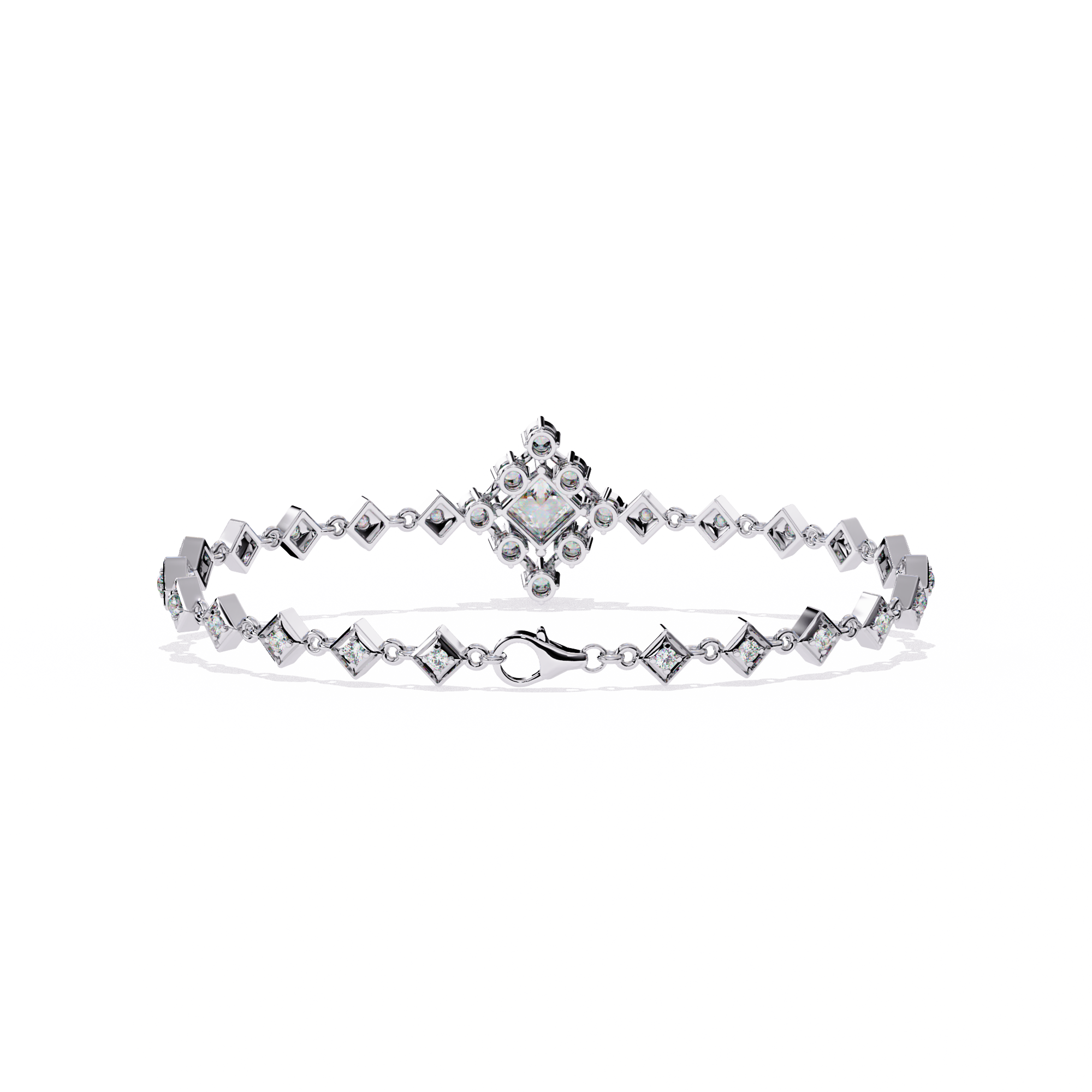 Solitairekart 1.7ct Square Halo Diamond Bracelet-H Color, VS1 Clarity