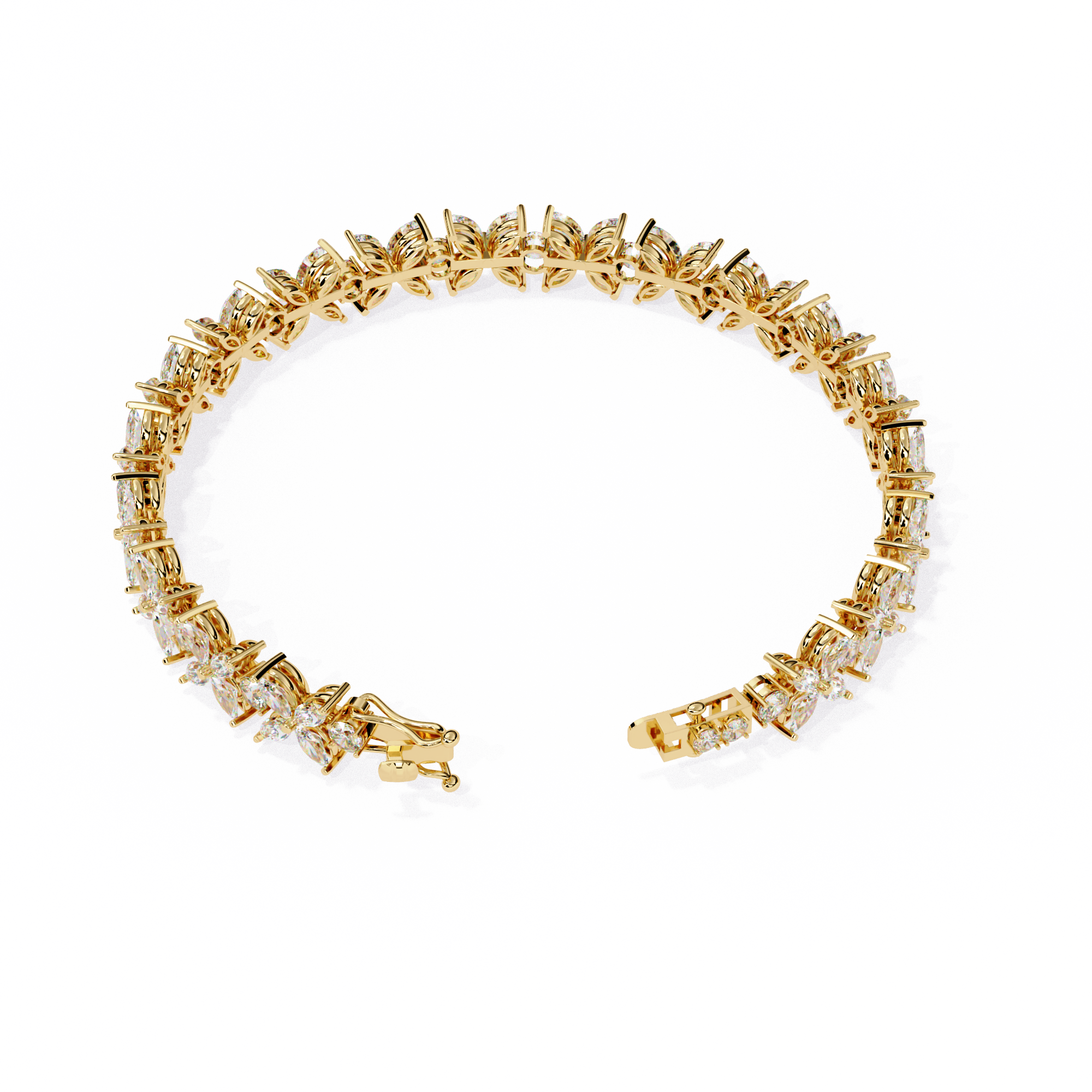 Solitairekart 6.25ct Marquise Floral Natural Diamond Tennis Bracelet-HI Color, VS-SI Clarity