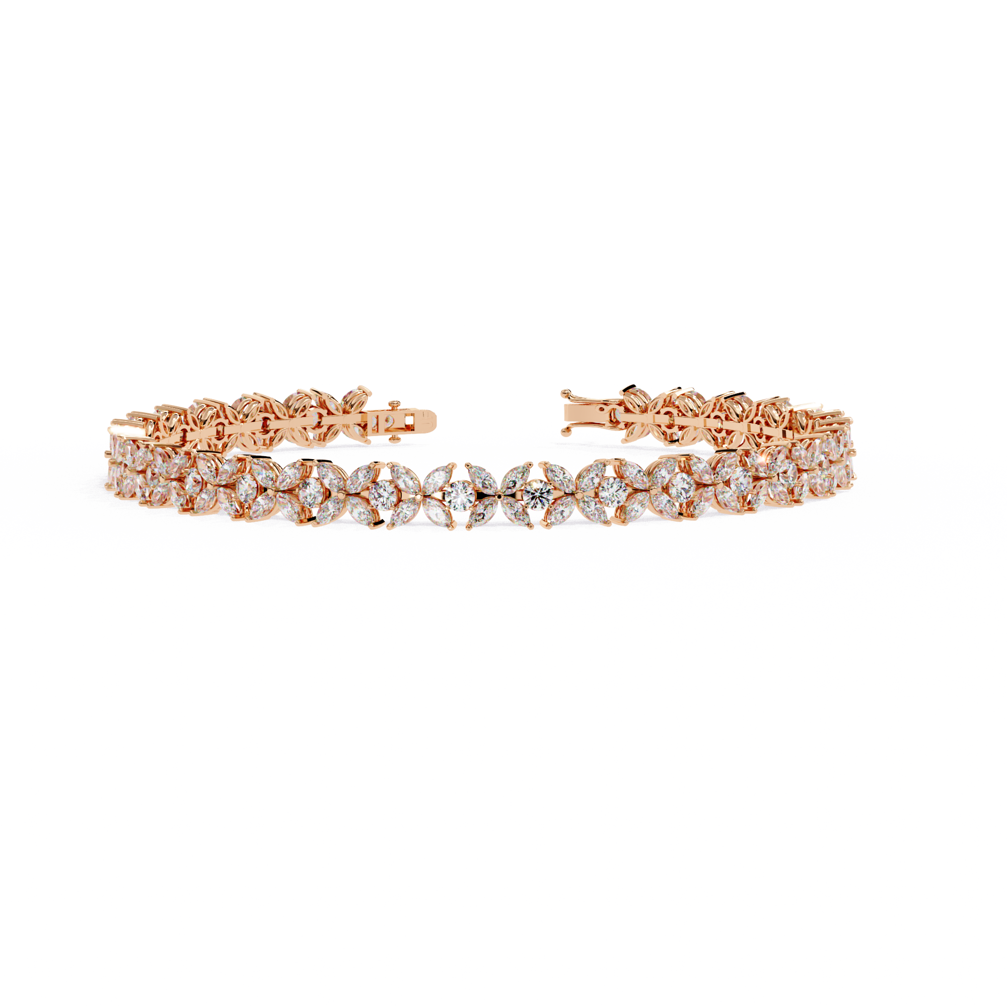 Solitairekart 6.25ct Marquise Floral Lab Grown Diamond Tennis Bracelet