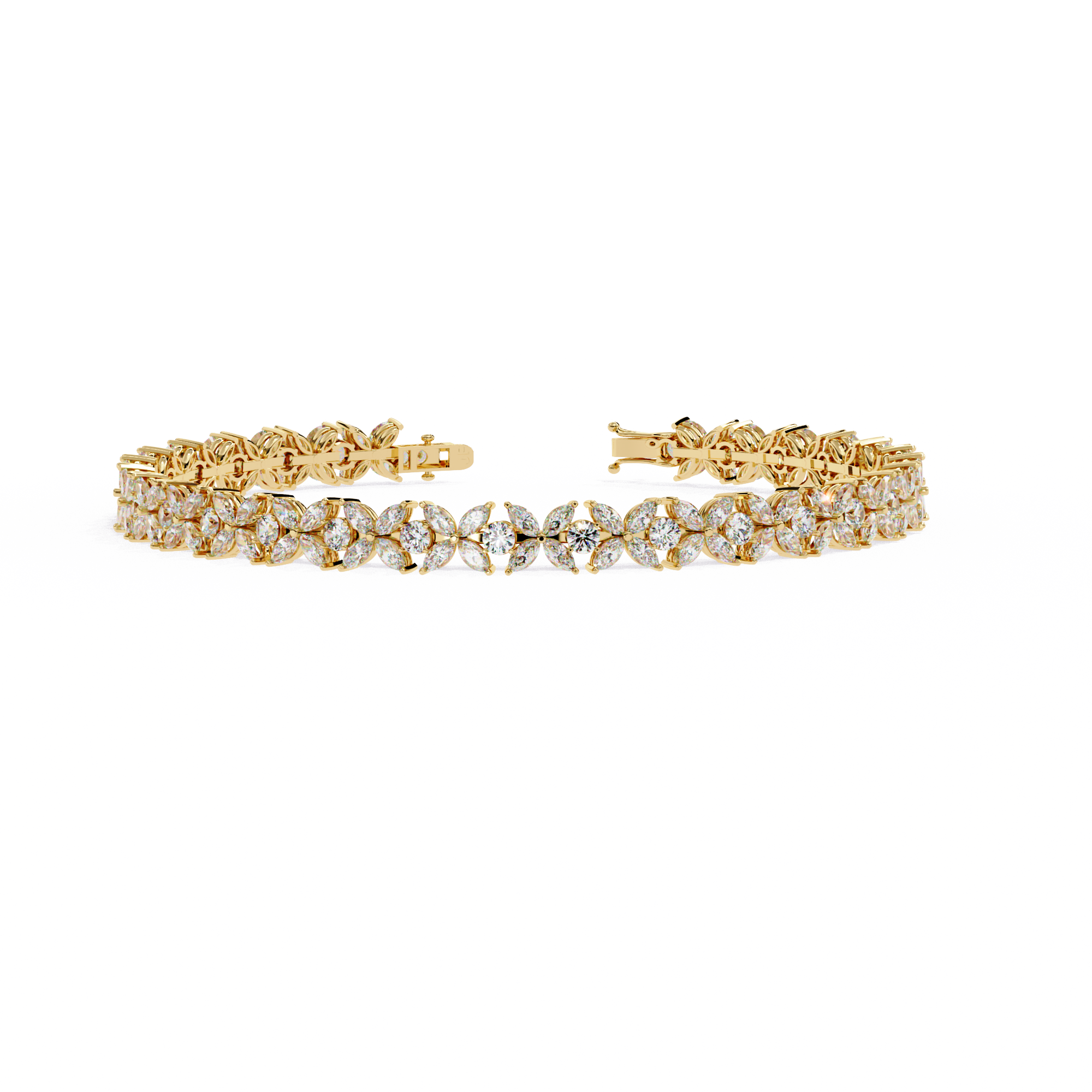 Solitairekart 6.25ct Marquise Floral Natural Diamond Tennis Bracelet-HI Color, VS-SI Clarity