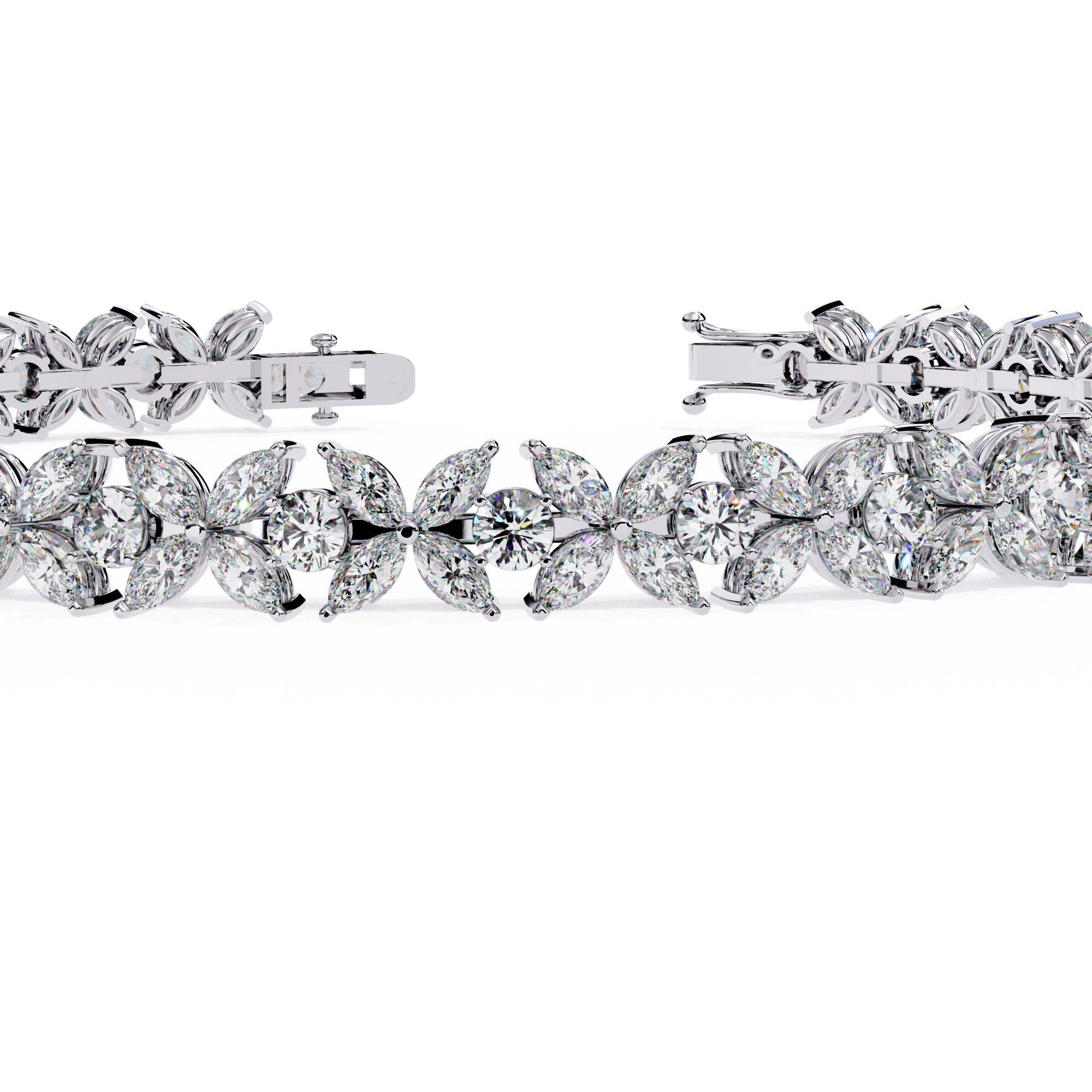 Solitairekart 6.25ct Marquise Floral Natural Diamond Tennis Bracelet-HI Color, VS-SI Clarity
