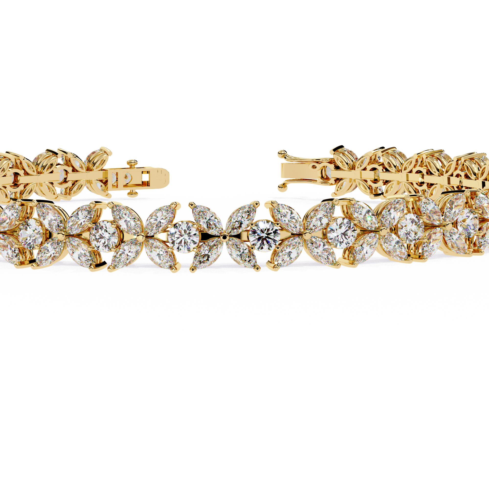 Solitairekart 6.25ct Marquise Floral Natural Diamond Tennis Bracelet-HI Color, VS-SI Clarity