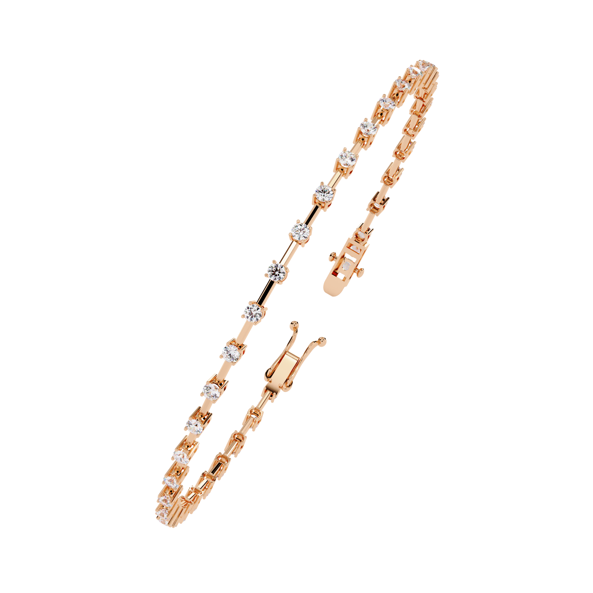 0.96 Carat Lab Grown Diamond Open Link Tennis Bracelet.