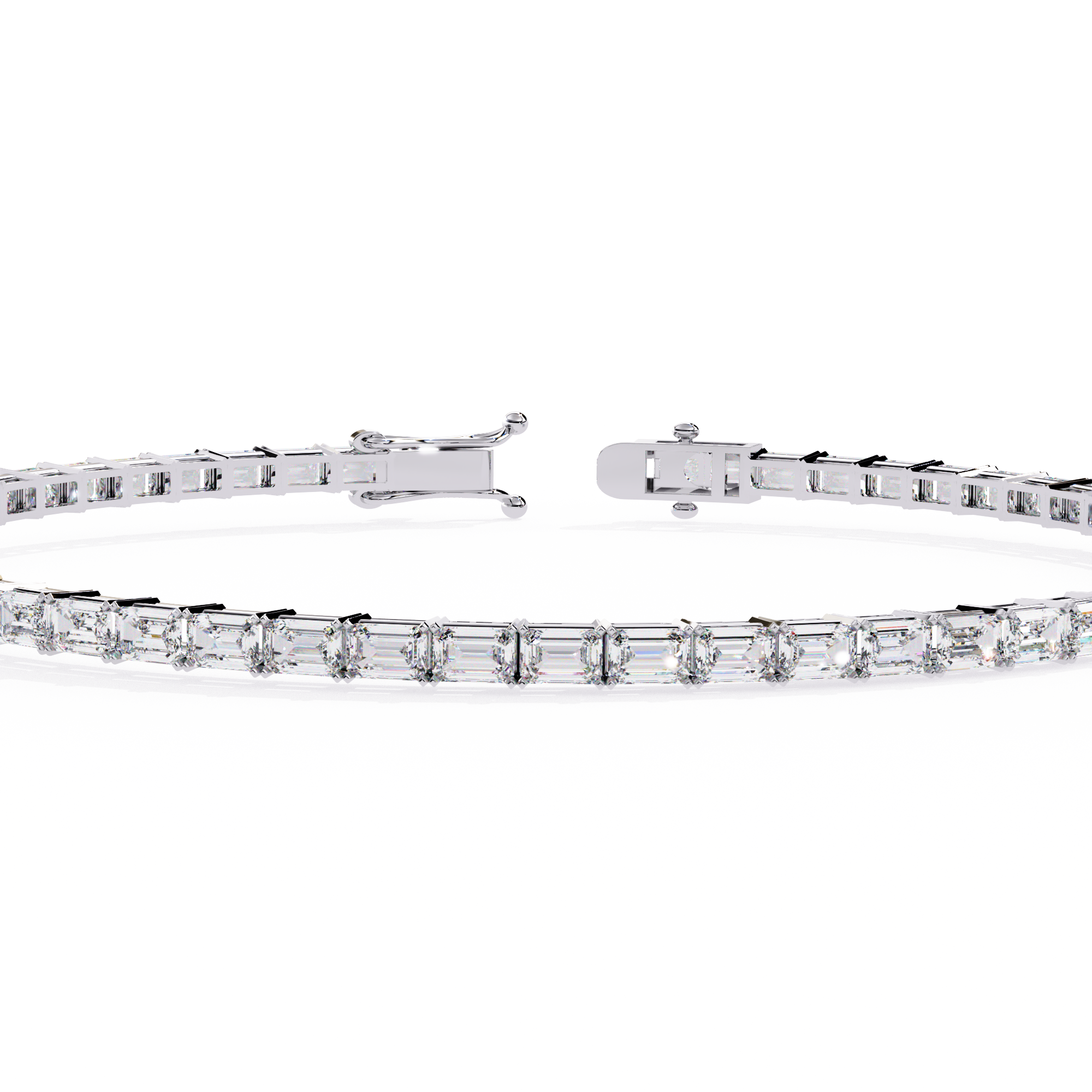 Solitairekart 3.53ct Emerald Cut Natural Diamond Tennis Bracelet-HI Color. VS-SI Clarity