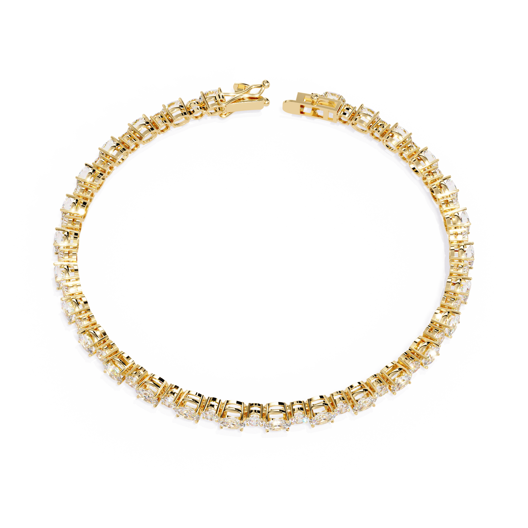 4.64CT Oval & Round Lab Grown Diamond Tennis Bracelet.