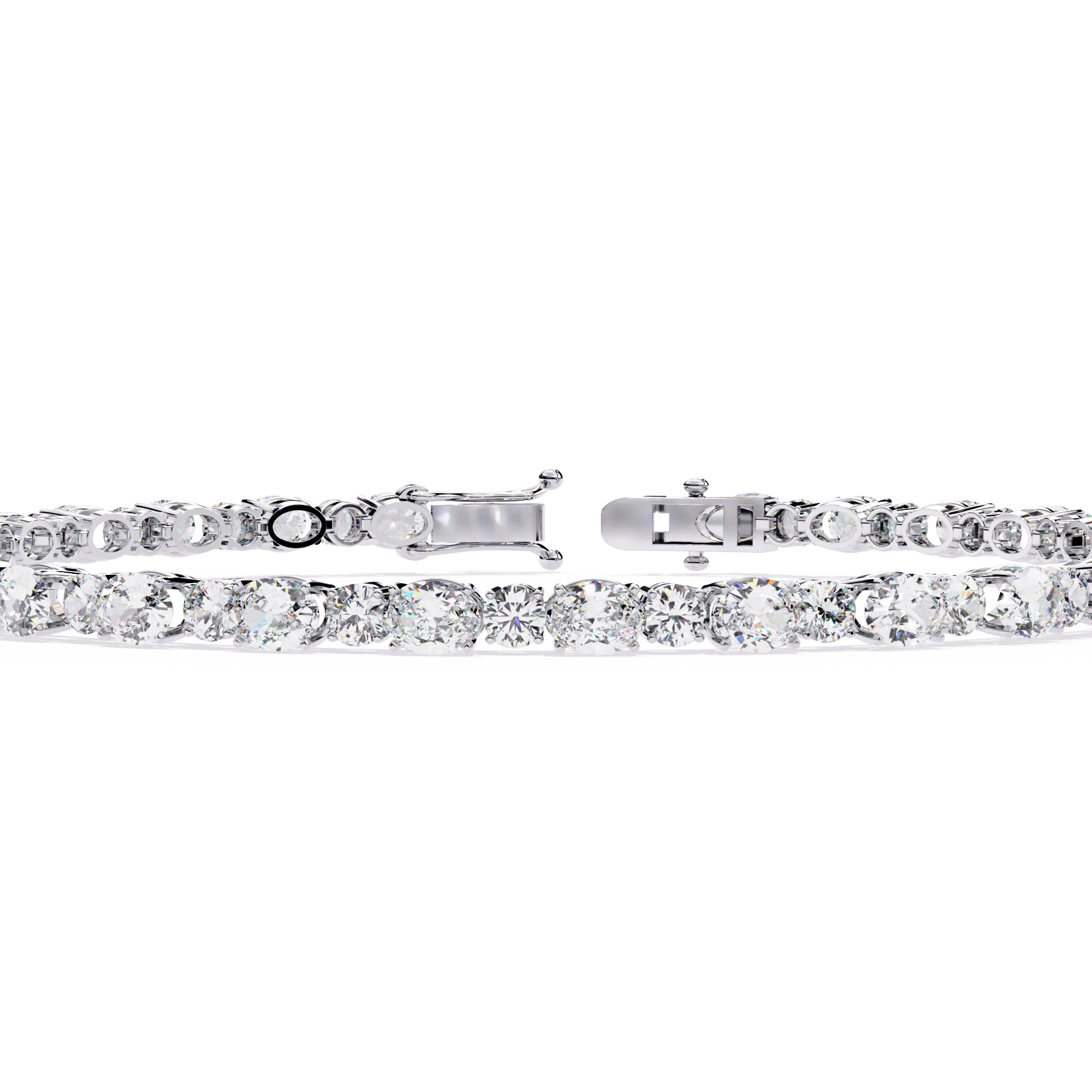 4.64CT Oval & Round Lab Grown Diamond Tennis Bracelet.