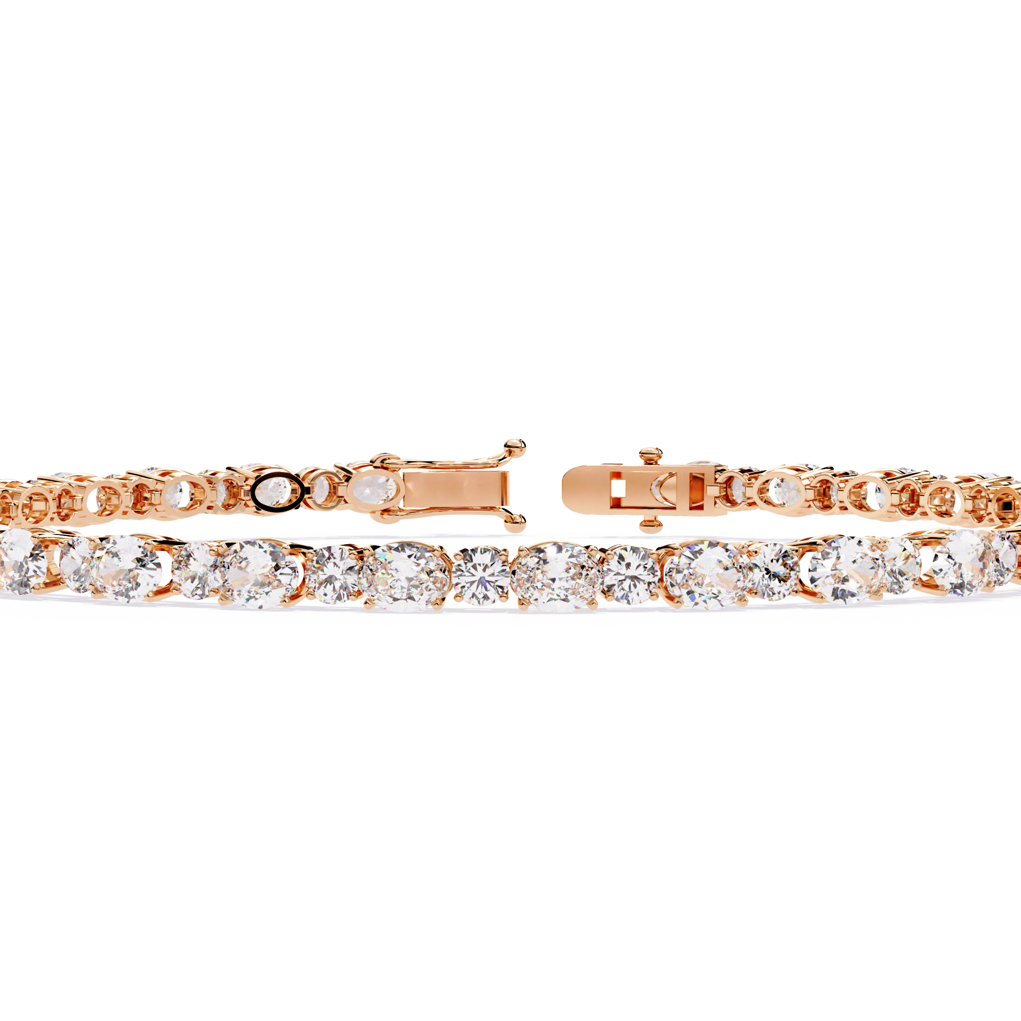 4.64CT Oval & Round Lab Grown Diamond Tennis Bracelet.