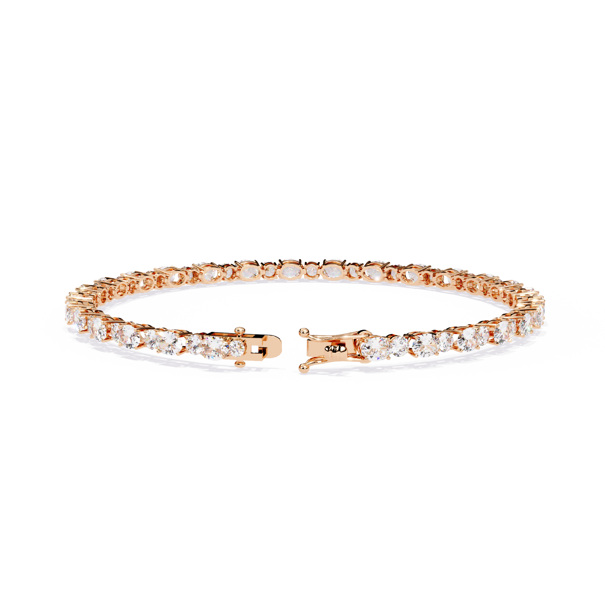 4.64CT Oval & Round Lab Grown Diamond Tennis Bracelet.
