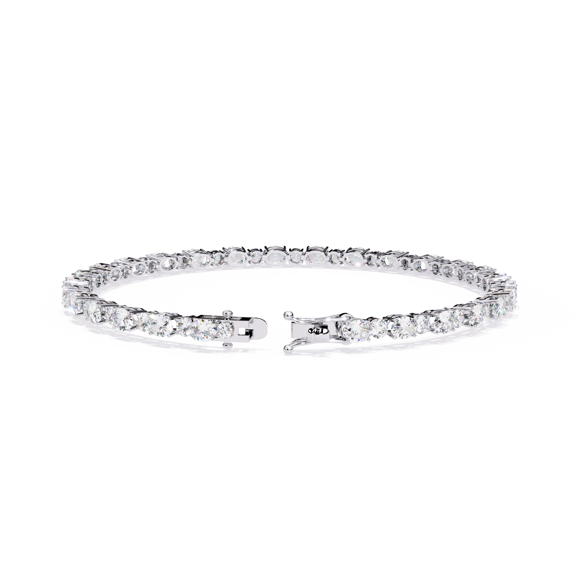 4.64CT Oval & Round Lab Grown Diamond Tennis Bracelet.
