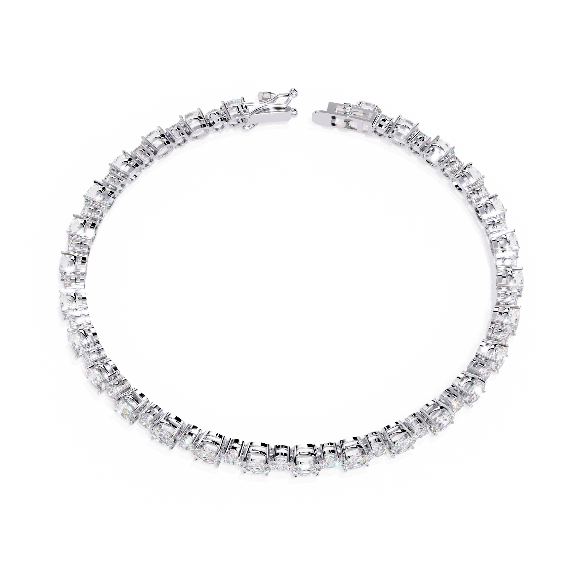 4.64CT Oval & Round Lab Grown Diamond Tennis Bracelet.