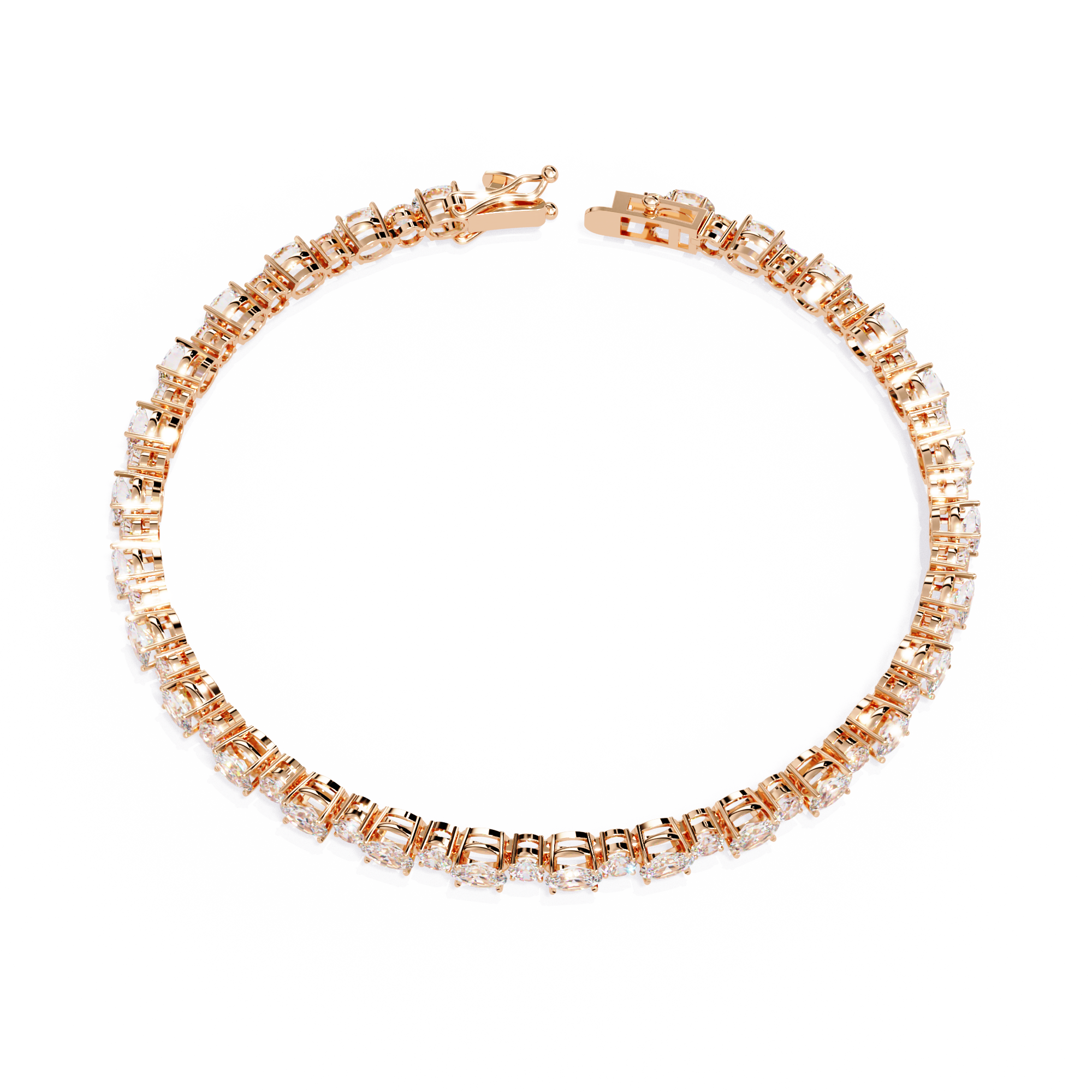 4.64CT Oval & Round Lab Grown Diamond Tennis Bracelet.