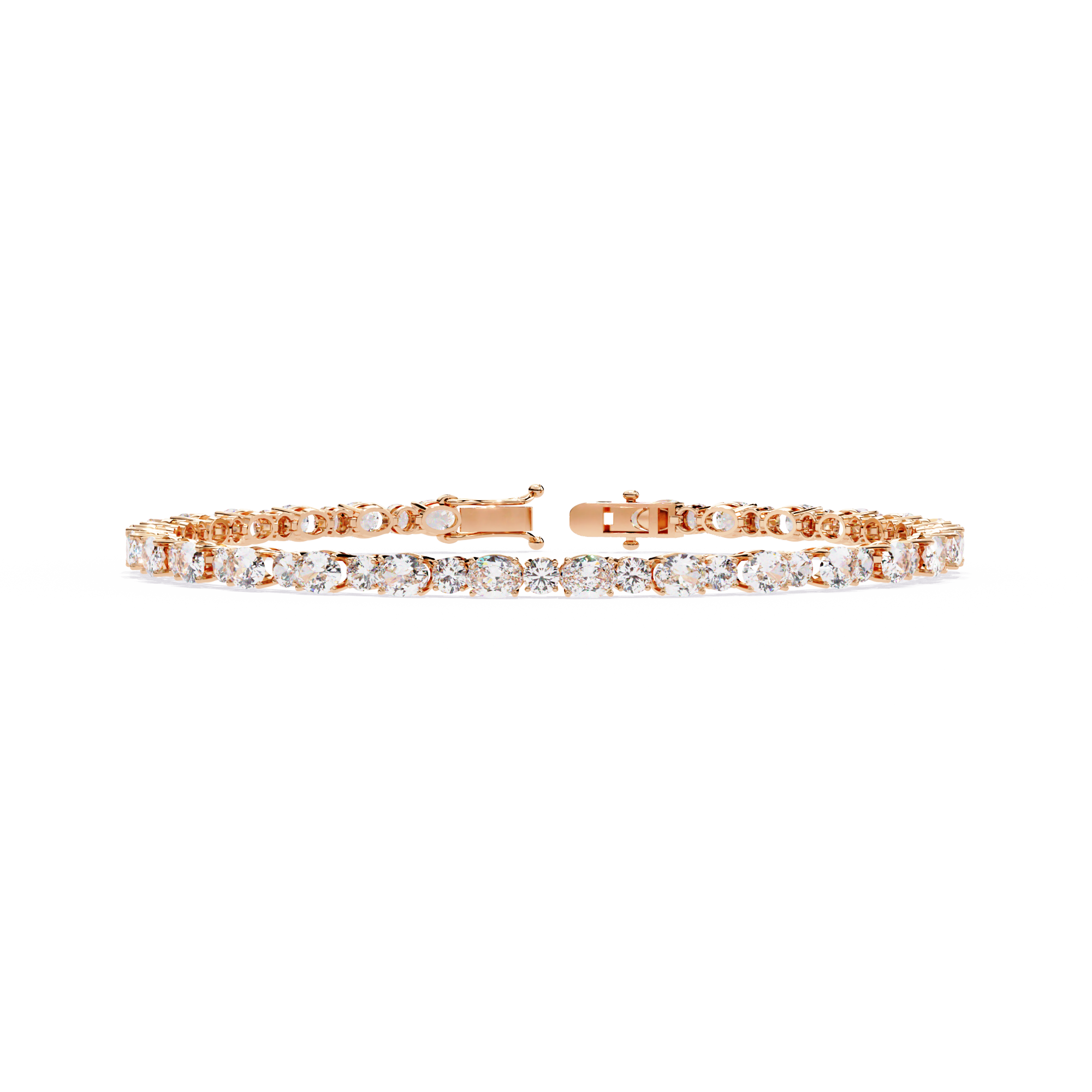 4.64CT Oval & Round Lab Grown Diamond Tennis Bracelet.