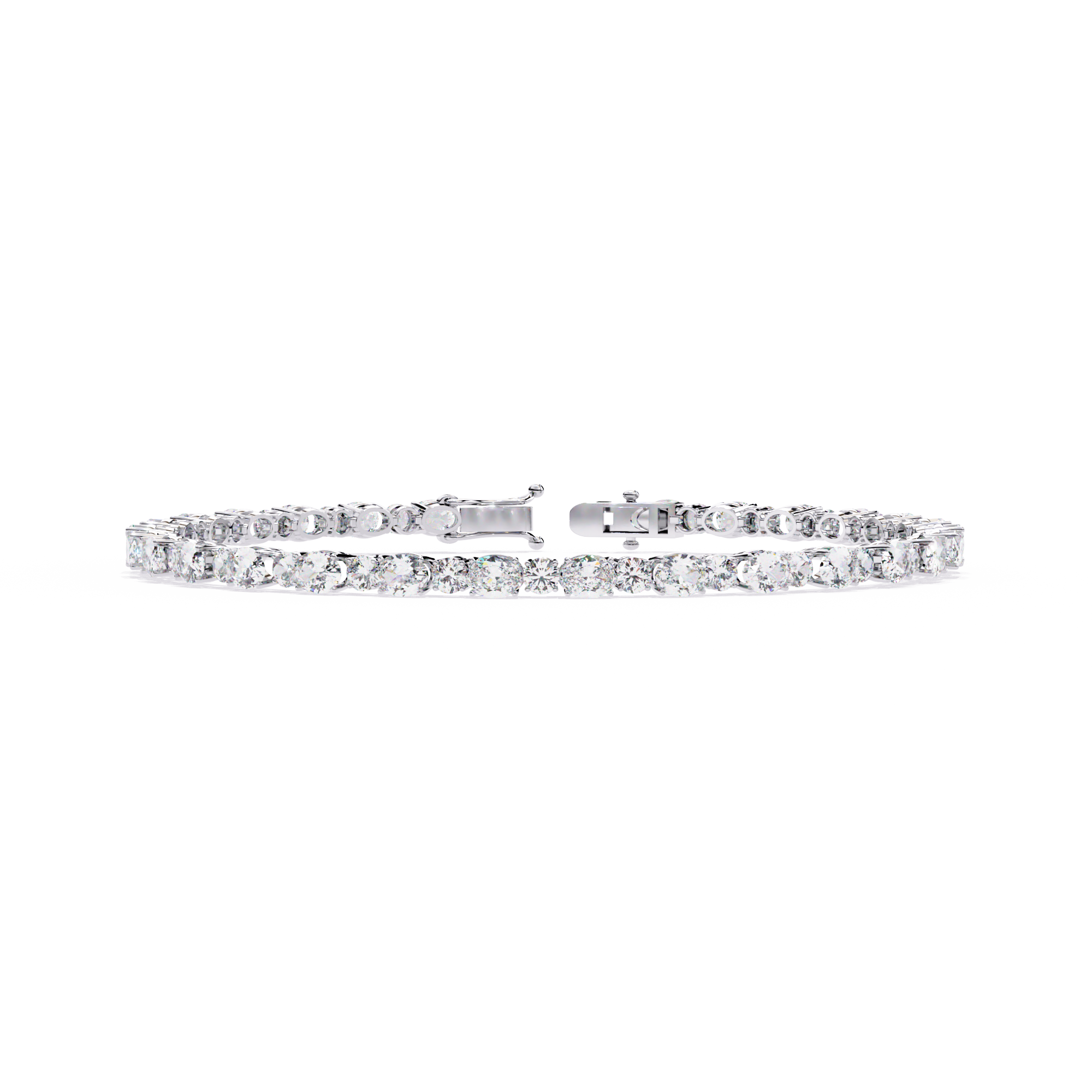 4.64CT Oval & Round Lab Grown Diamond Tennis Bracelet.