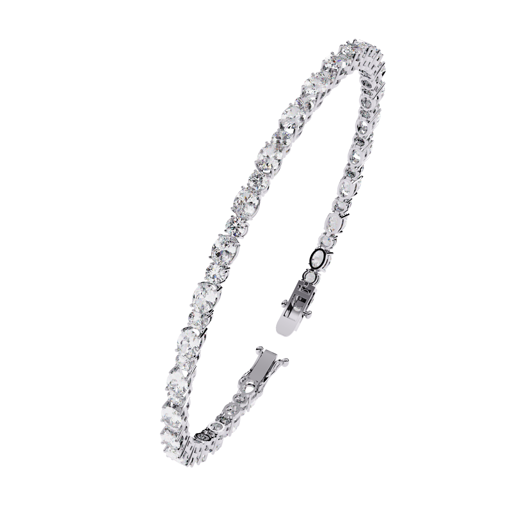 4.64CT Oval & Round Lab Grown Diamond Tennis Bracelet.