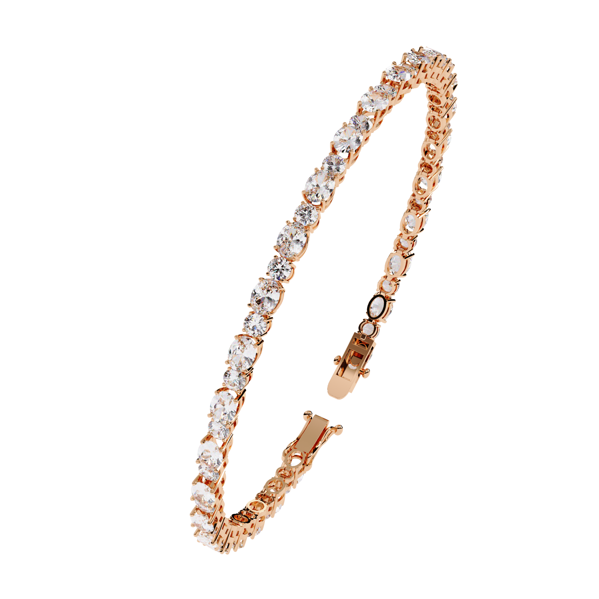 4.64CT Oval & Round Lab Grown Diamond Tennis Bracelet.