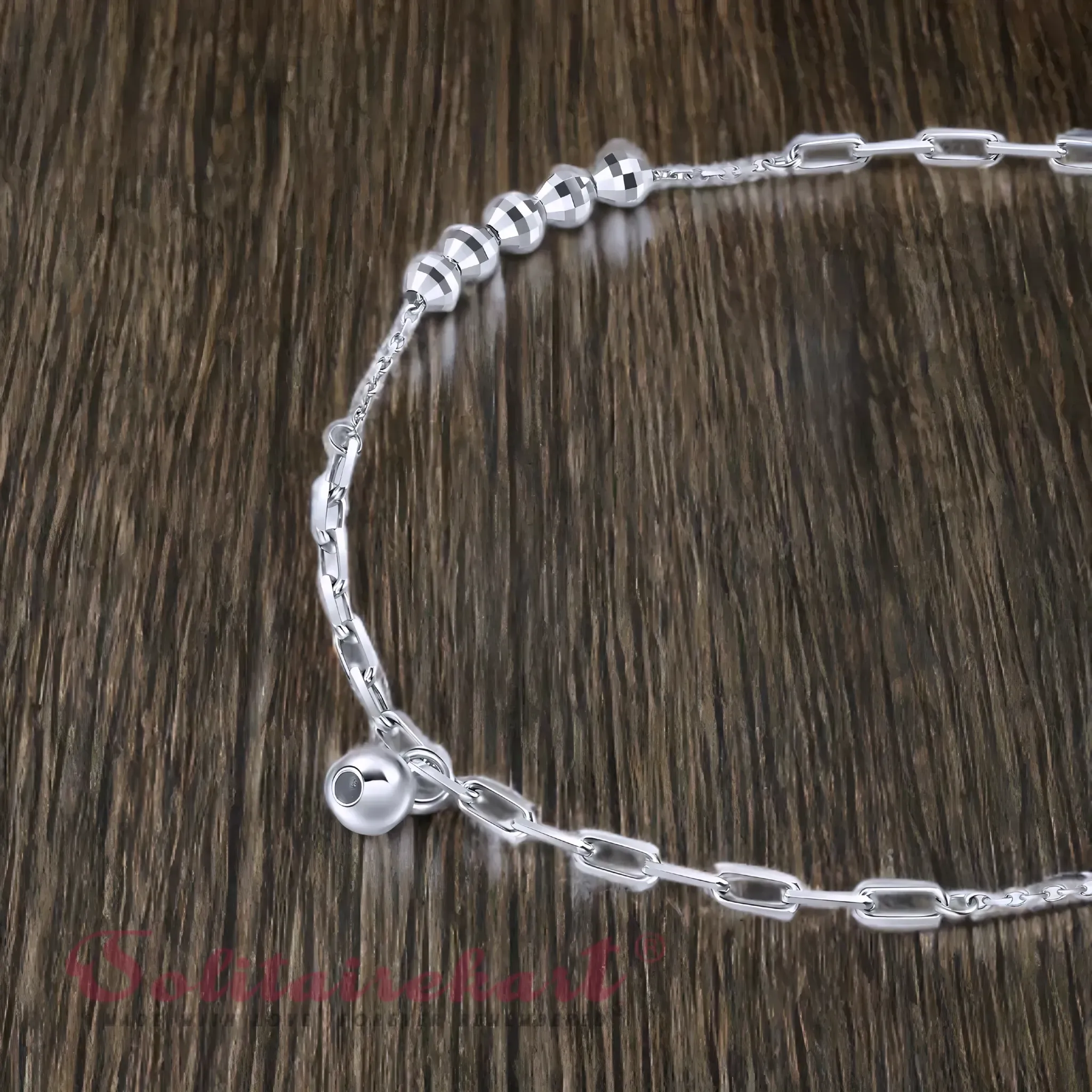 Solitairekart  Platinum Beaded Charm Bracelets 3.369gm Weight For Woman.