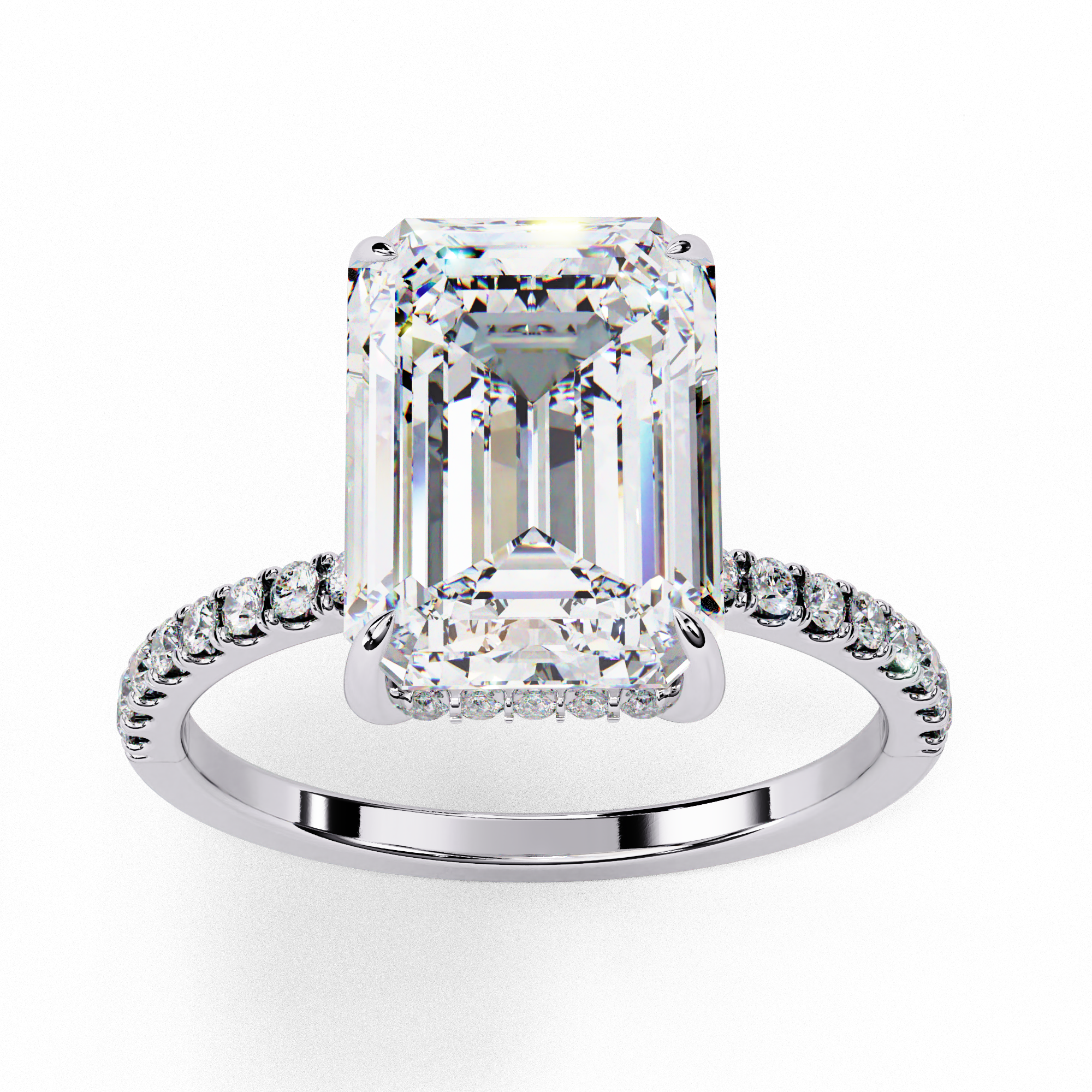 2.8 Carat Emerald Shape Lab Grown Diamond Classic Engagement Ring