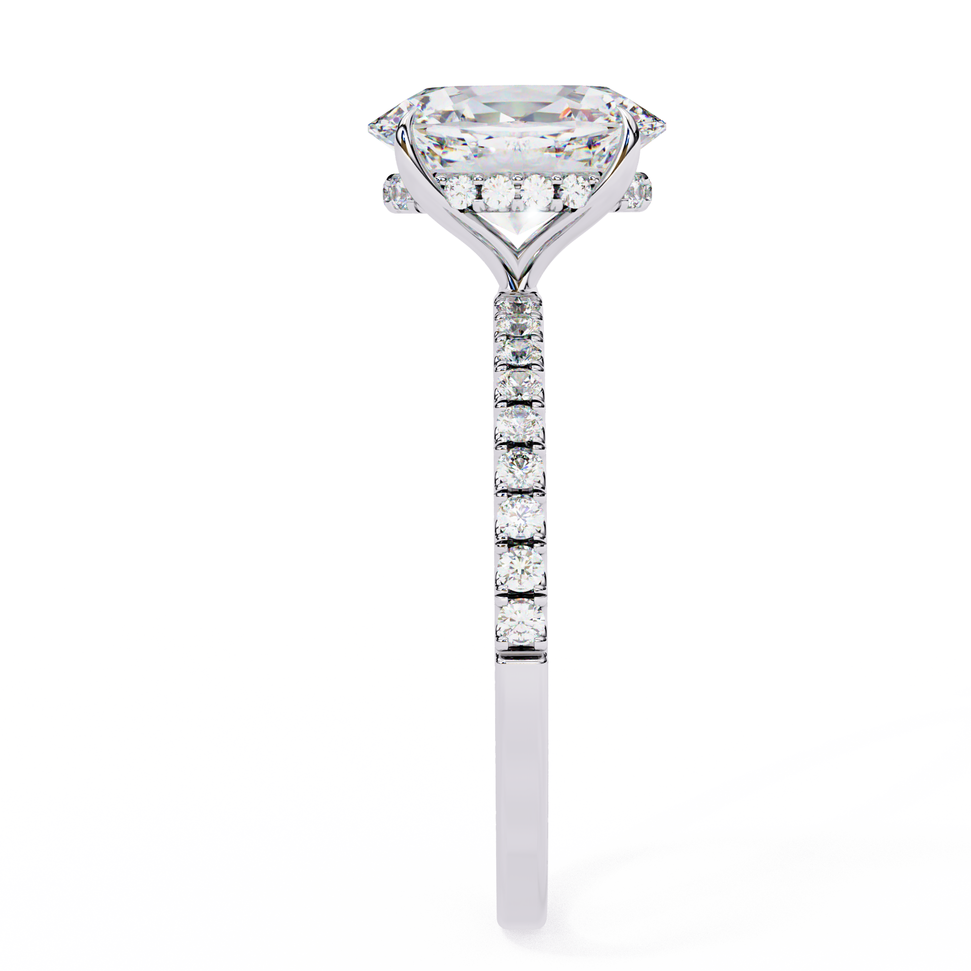 Elegant 1.43 Carat Oval & Round Lab Grown Diamond Engagement Ring